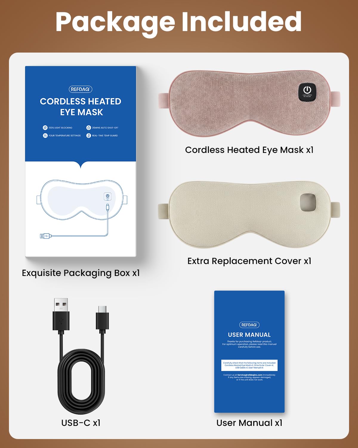 RefDAQ masque oculaire chauffant, produit portable et léger pour le quotidien.