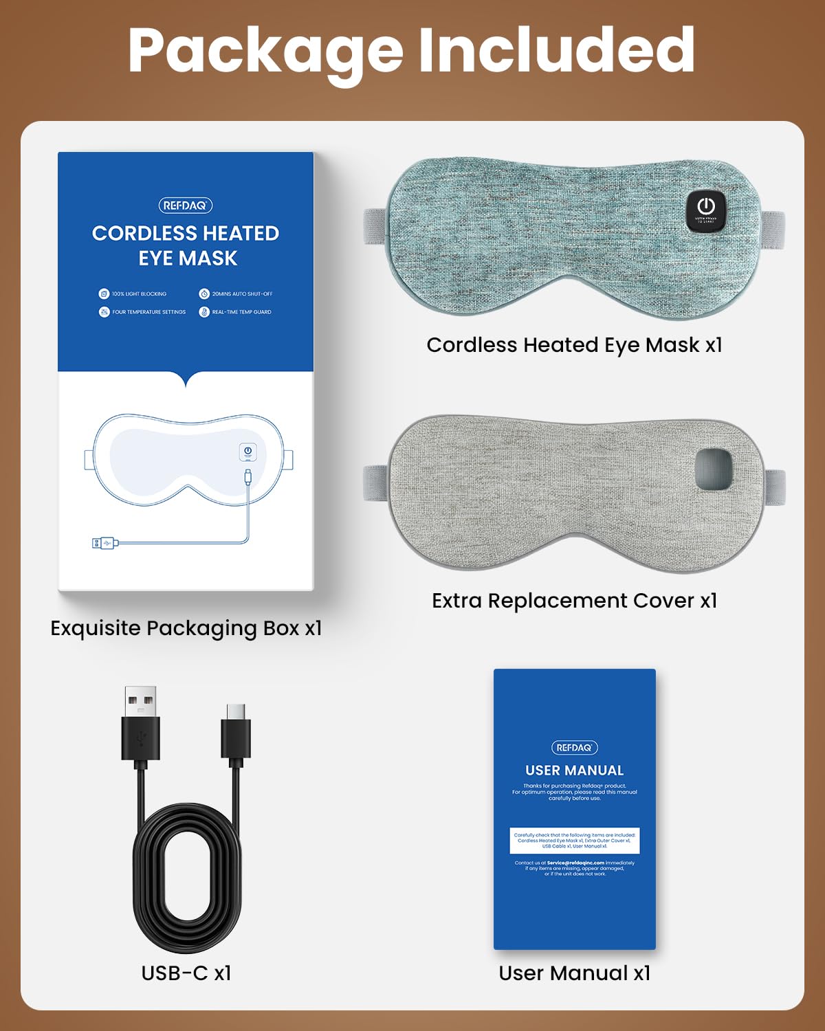 RefDAQ masque yeux chauffant tissu doux et confort agréable.