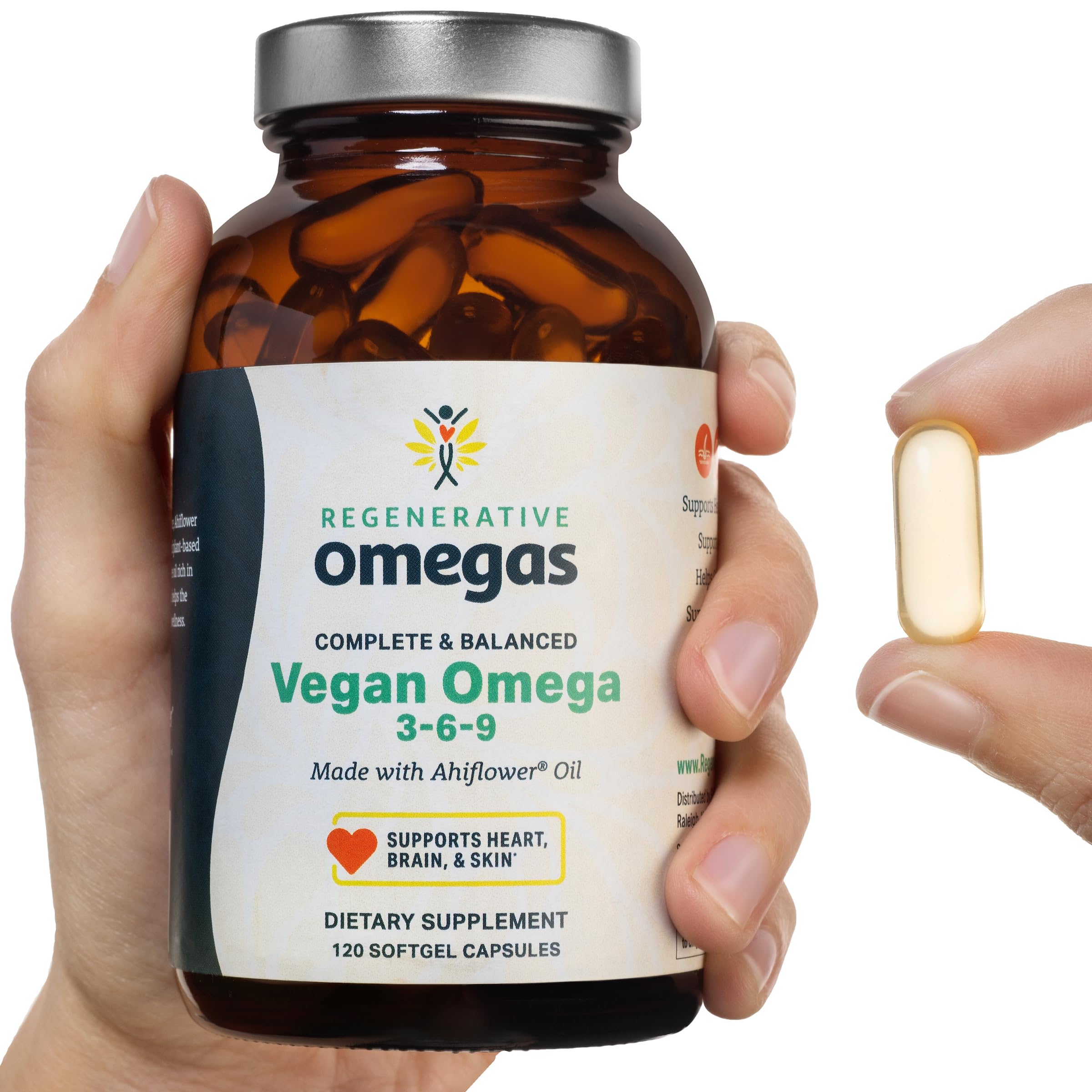 Ahiflower Regenerative Omegas : labellisation végan certifiée par des organismes indépendants.