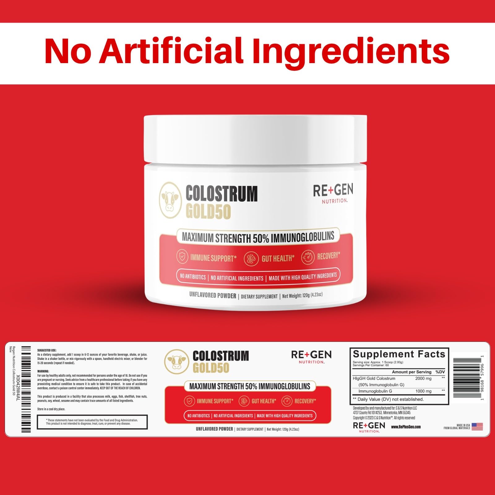 Regengen Nutrition Colostrum Gold 50 - doseur: facilité d’utilisation quotidienne.