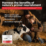 Regengen Nutrition Colostrum Gold 50 - étiquette: dosage clair et informations essentielles.