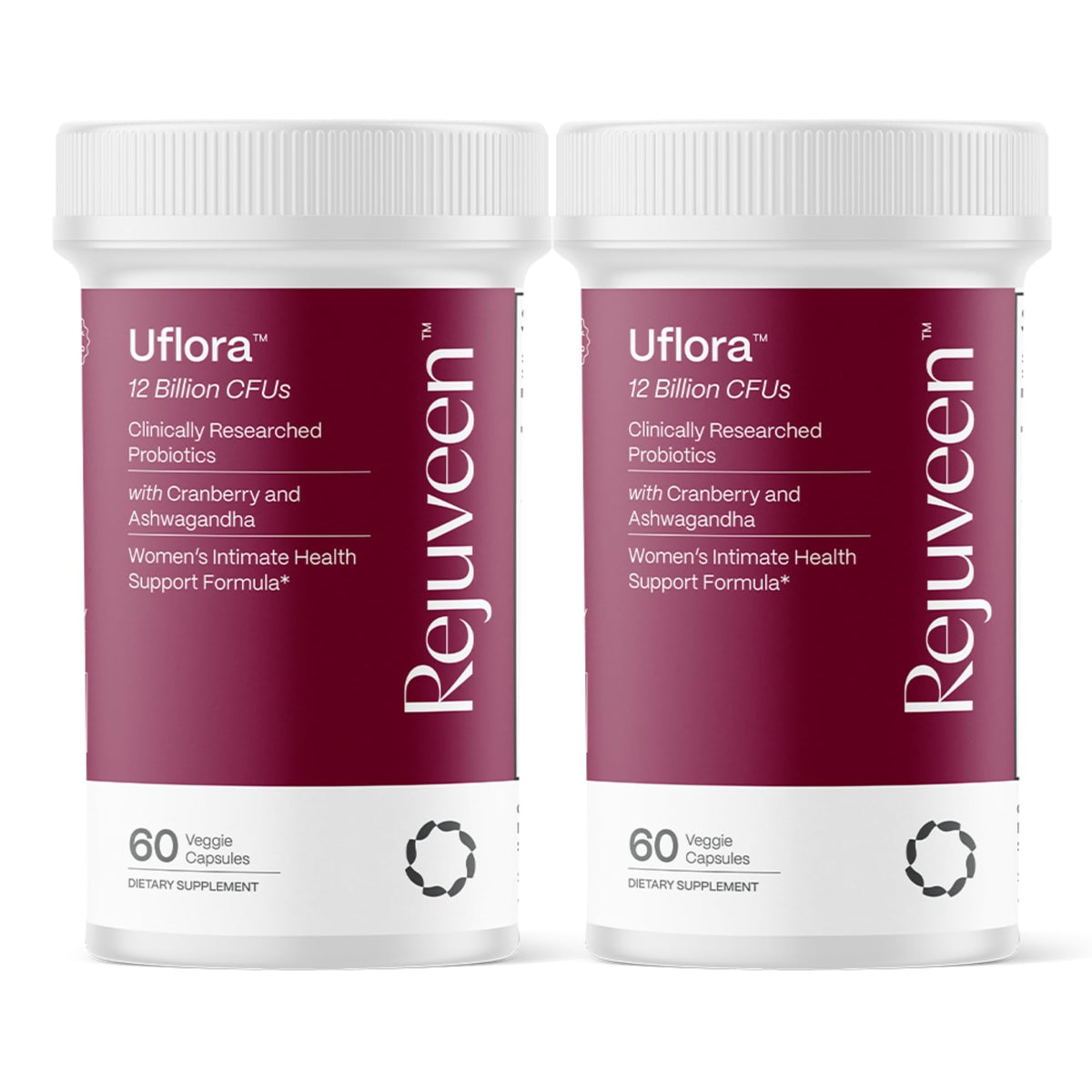 Rejuveen Uflora Probiotiques, bouteille: soutien équilibre intime et fraîcheur durable.
