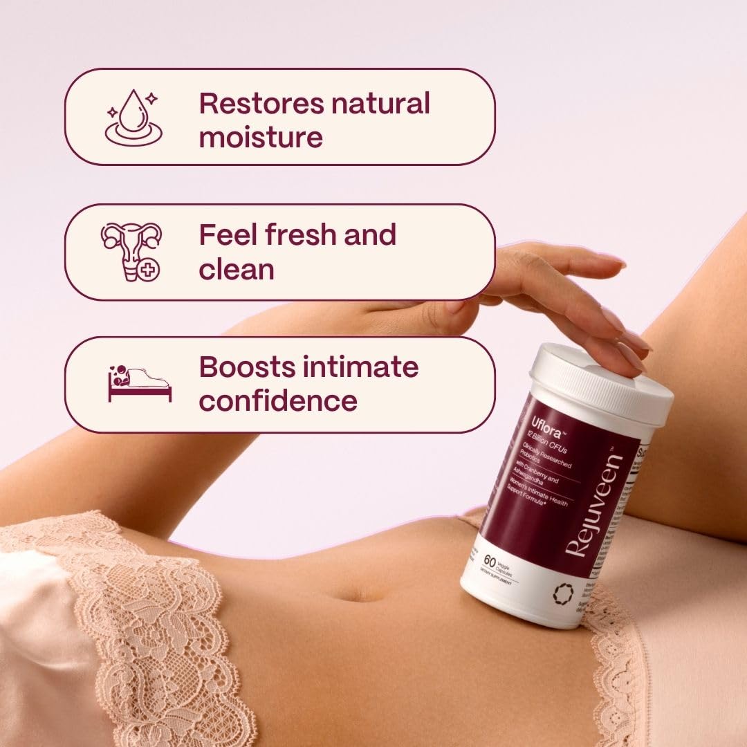 Capsules Rejuveen Uflora Probiotiques, format pratique pour usage quotidien.