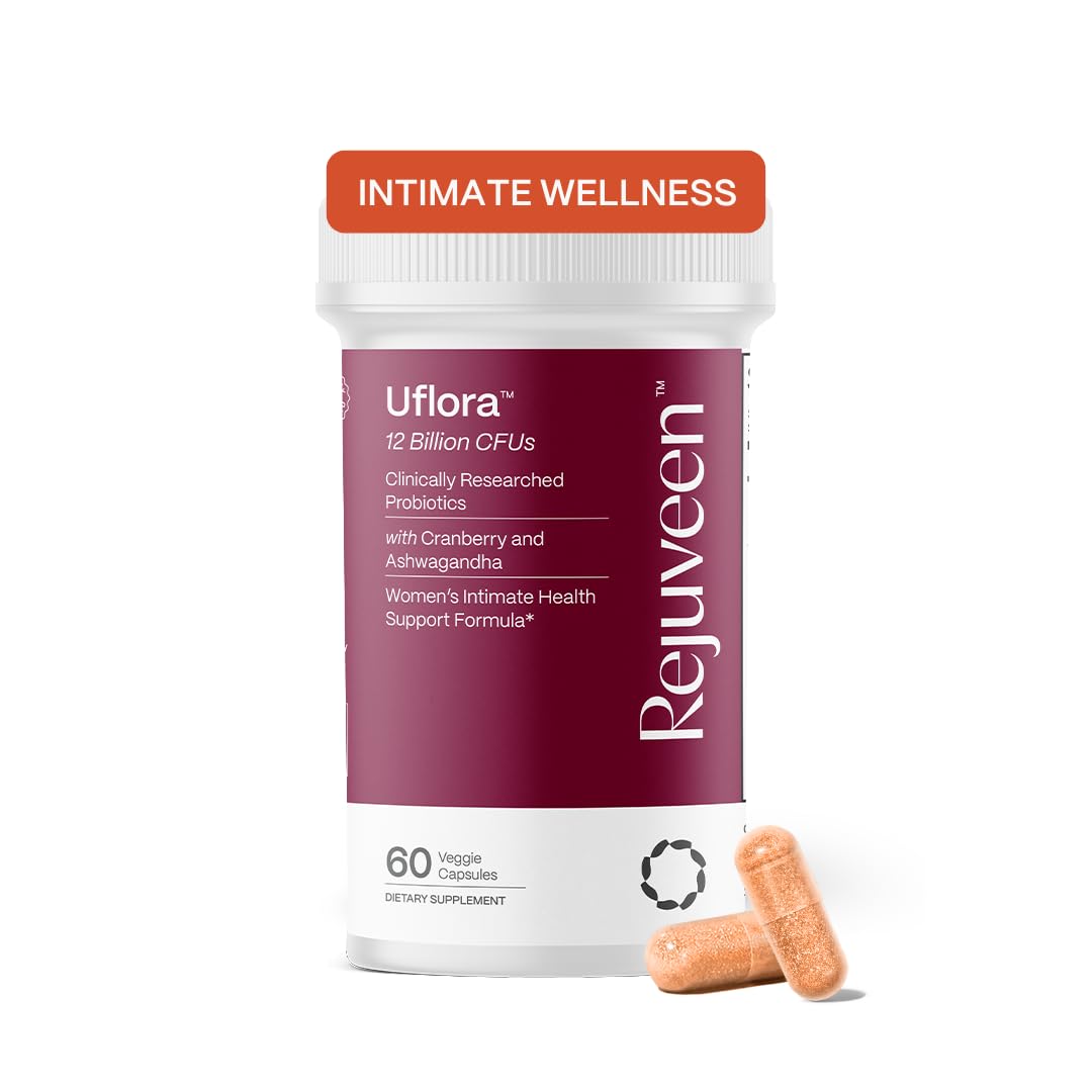Rejuveen Uflora Probiotiques vaginal Bouteille soutient l'équilibre intime et fraîcheur naturelle.