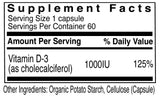 Rejuvenation Therapeutics Vitamine D3, emballage sans additifs et protection lumineuse