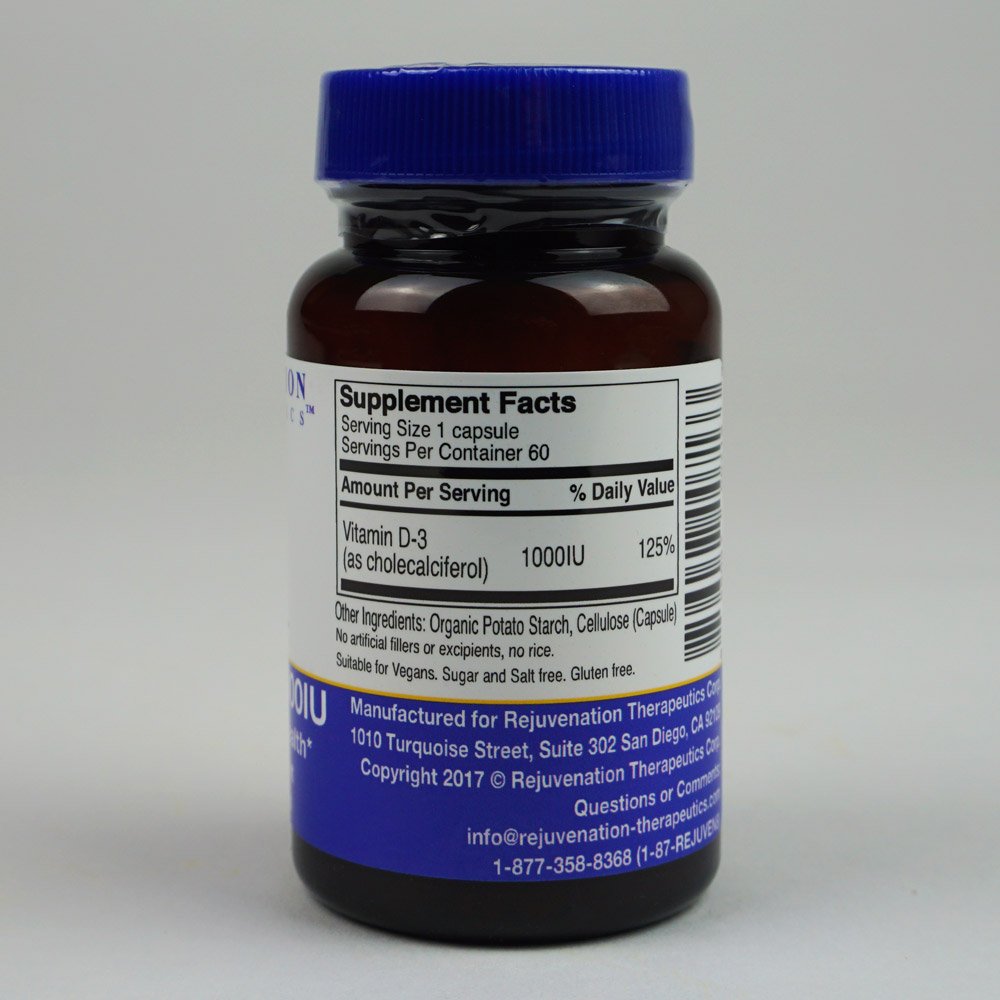 Rejuvenation Therapeutics Vitamine D3, ingrédients purs sans additifs