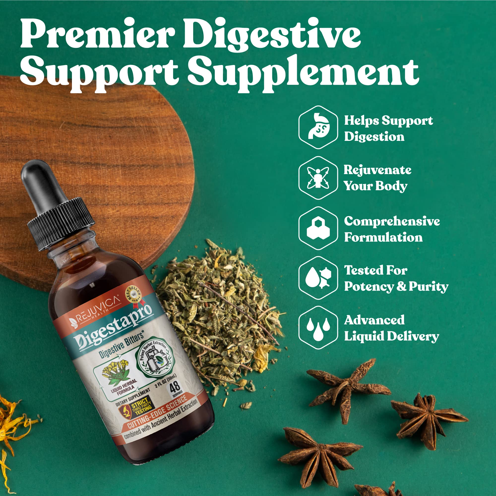 Goutte sur la langue avec DigestaPro de Rejuvica Health, efficace et rapide