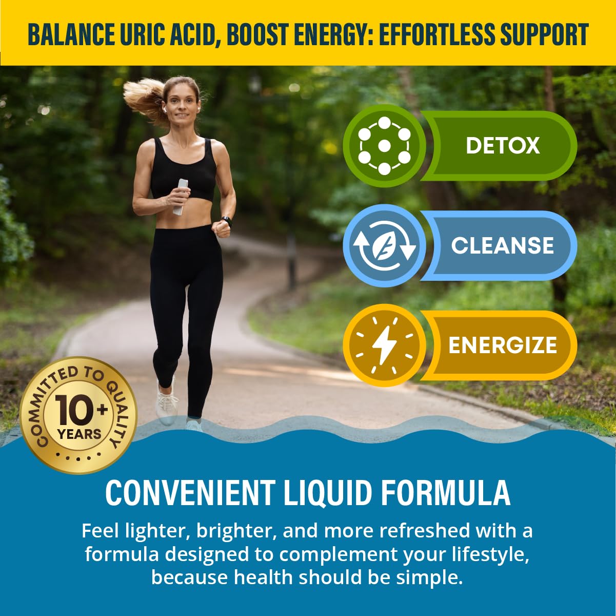 Flacon transparent Uricel montrant le liquide.