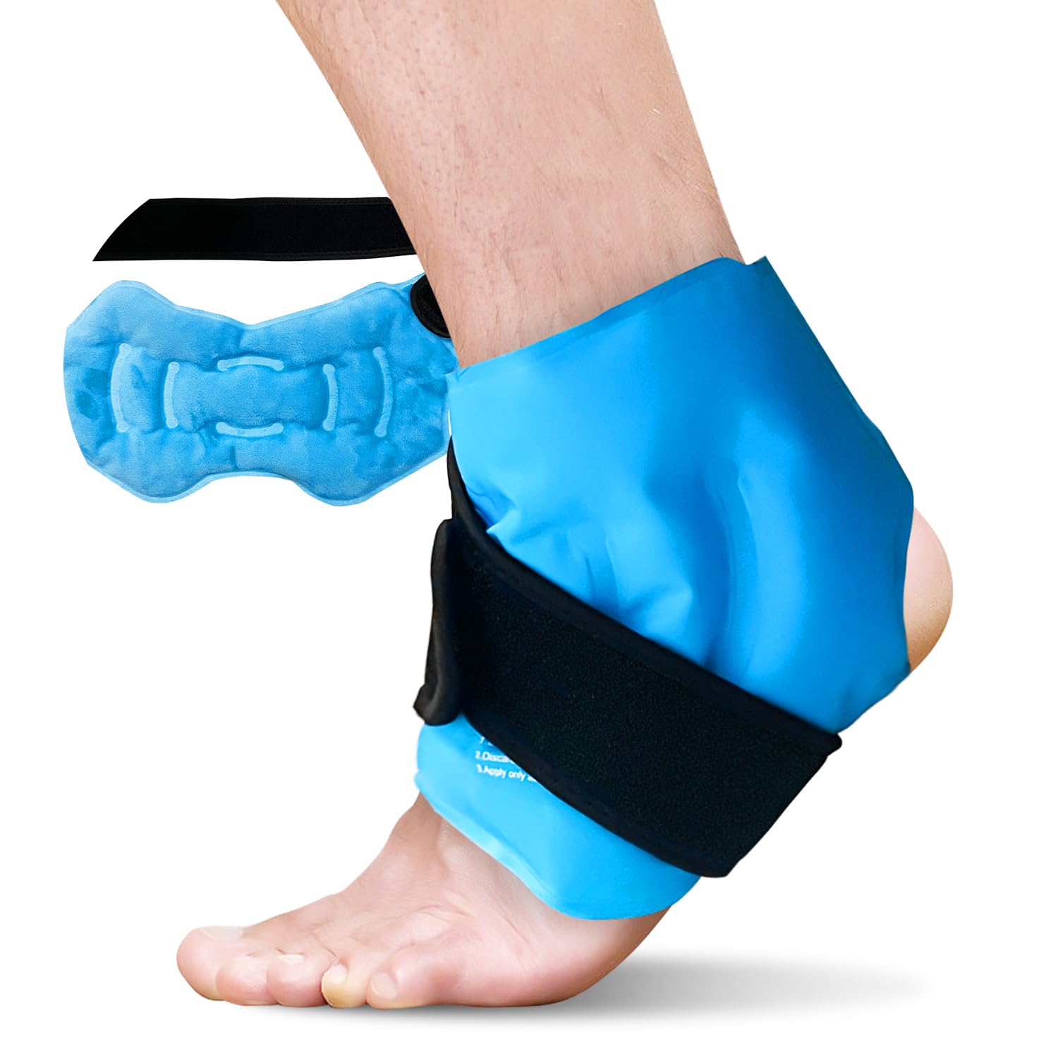 RelaxCoo attelle glacée pour cheville offrant une couverture à 360 degrés pour un refroidissement ciblé.
