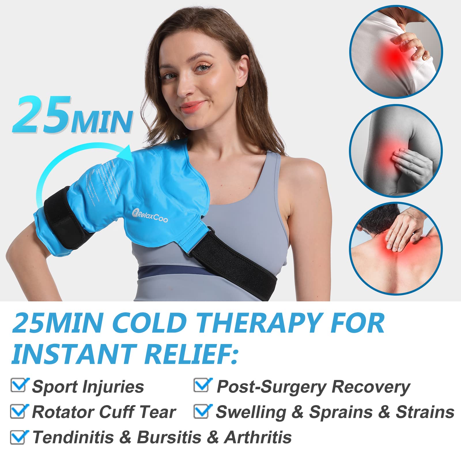 RelaxCoo compresse glace epaule portée pour mobilité et confort.