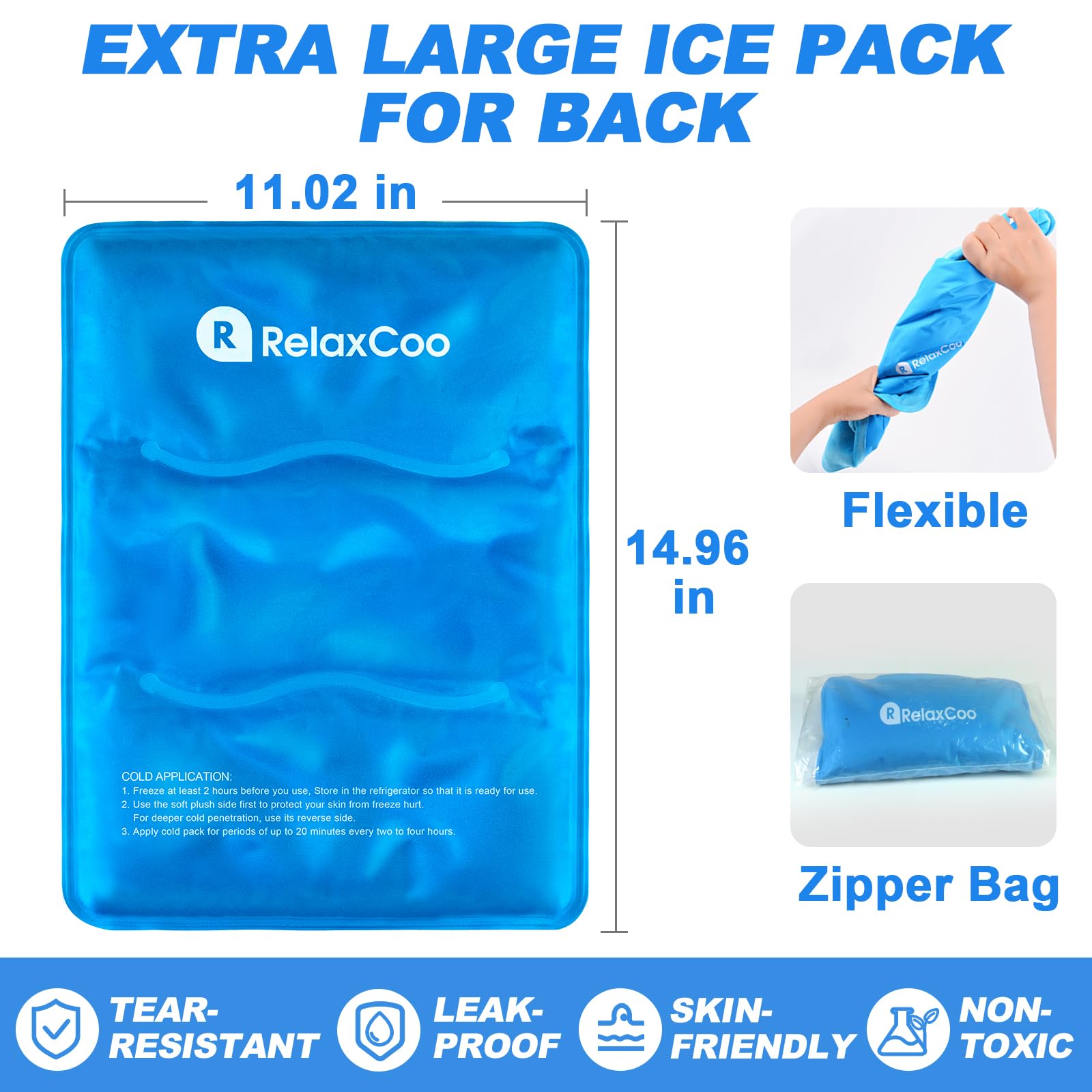 RelaxCoo poche de gel durable, coutures résistantes pour une utilisation répétée