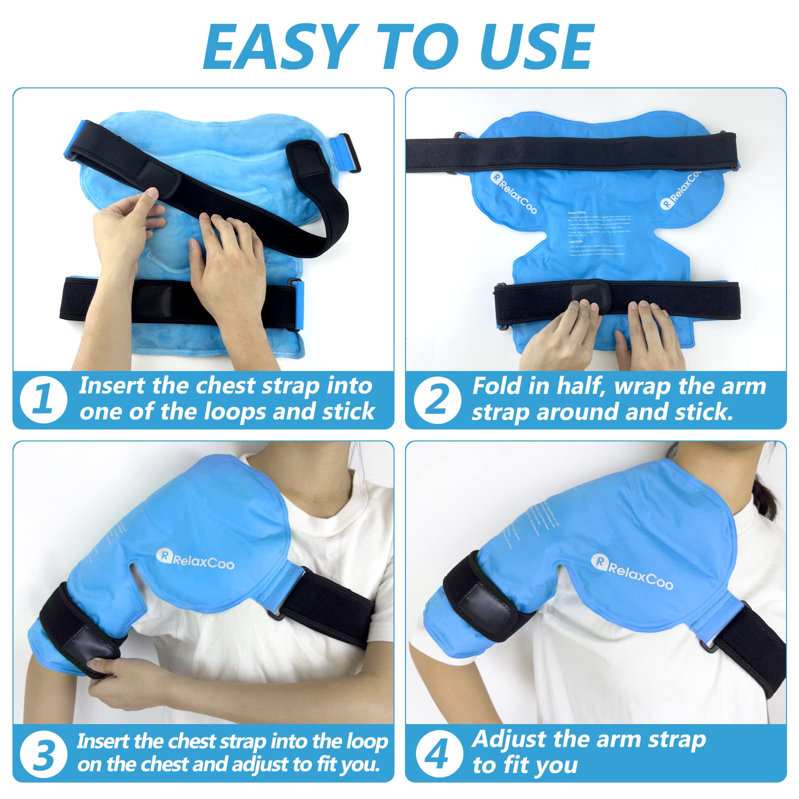 RelaxCoo sangle reglable epaule pour ajustement et compression personnalisés.