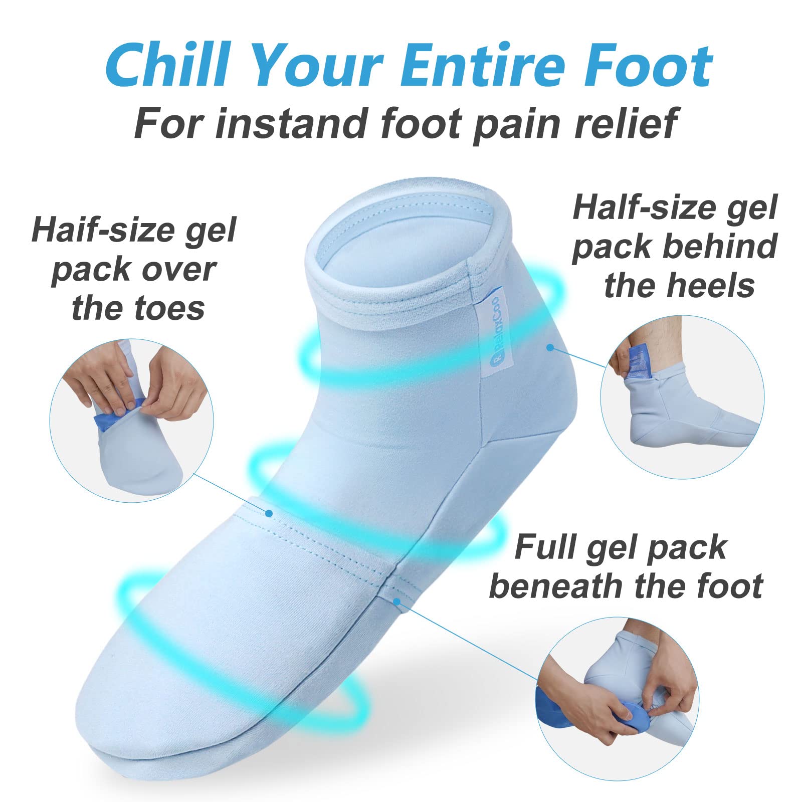 RelaxCoo tailles S/M et L: ajustement confortable pour la plupart des pieds.
