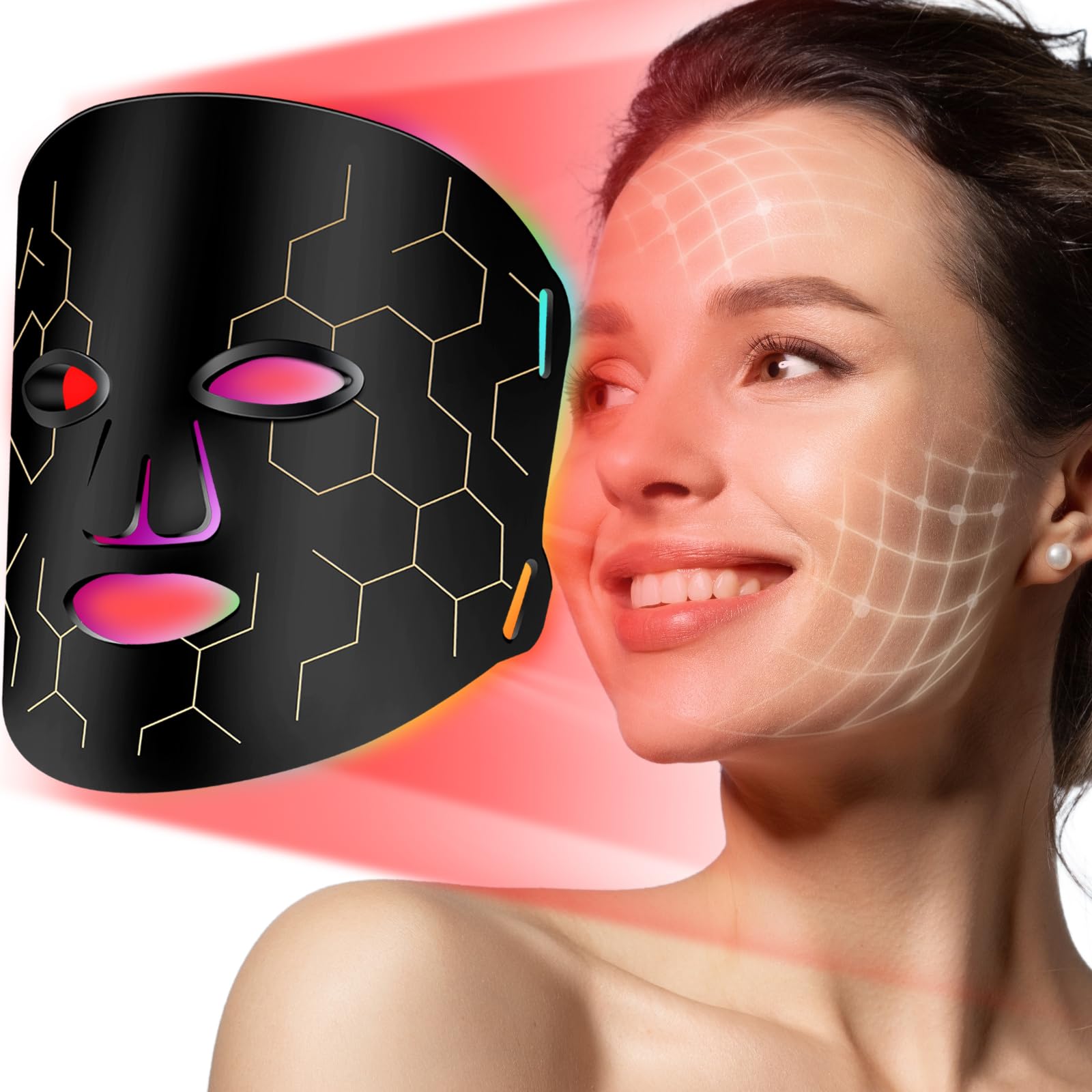 RELEXNOW masque lumière visage en action, utilisation pratique à domicile
