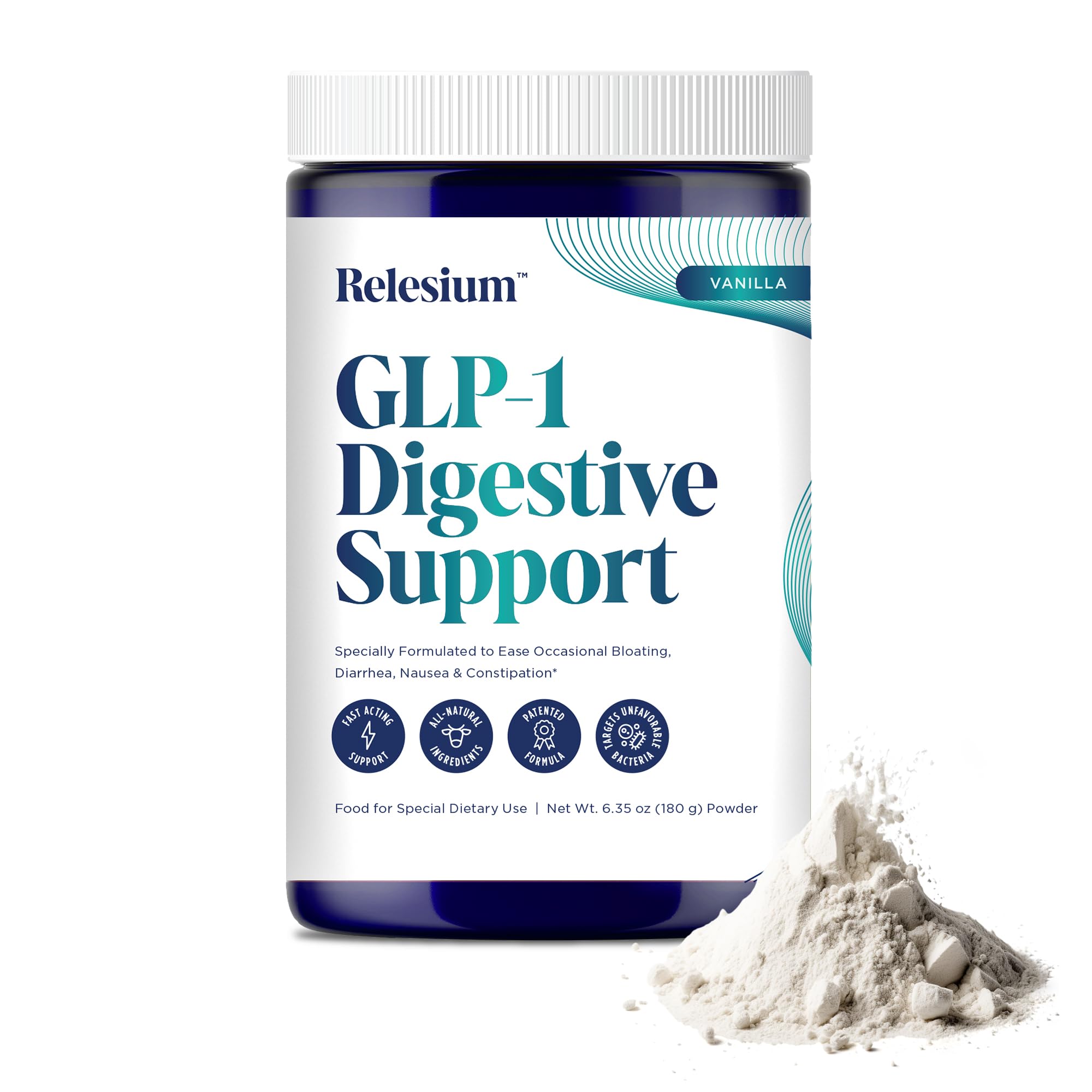 Relesium GLP-1: bouteille avec étiquette, soutien digestif potentiel au quotidien.