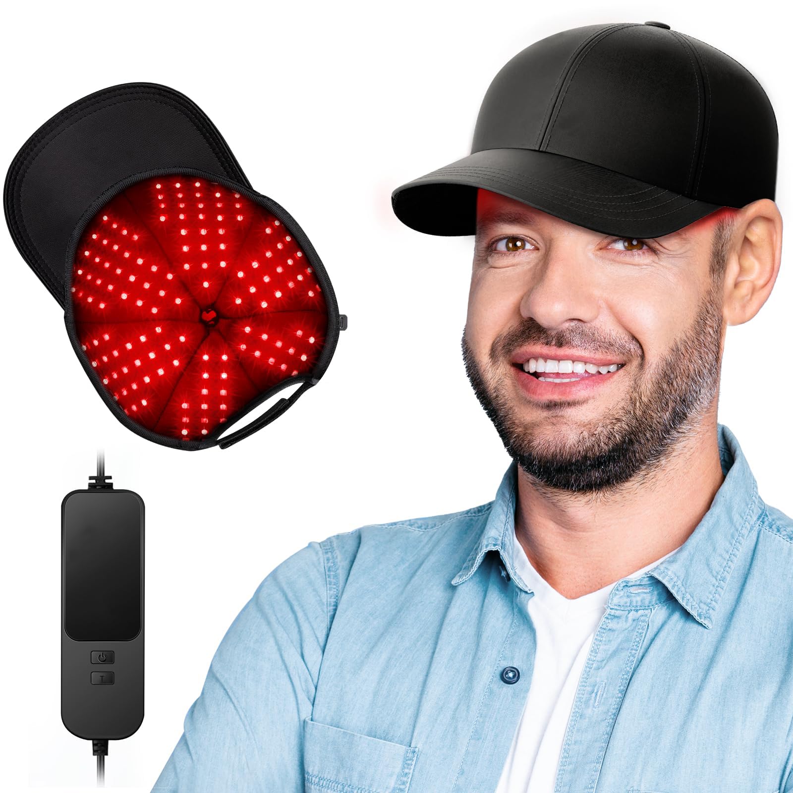 Casque RELEXNOW en vue frontale, thérapie lumineuse rouge pour cheveux à domicile.