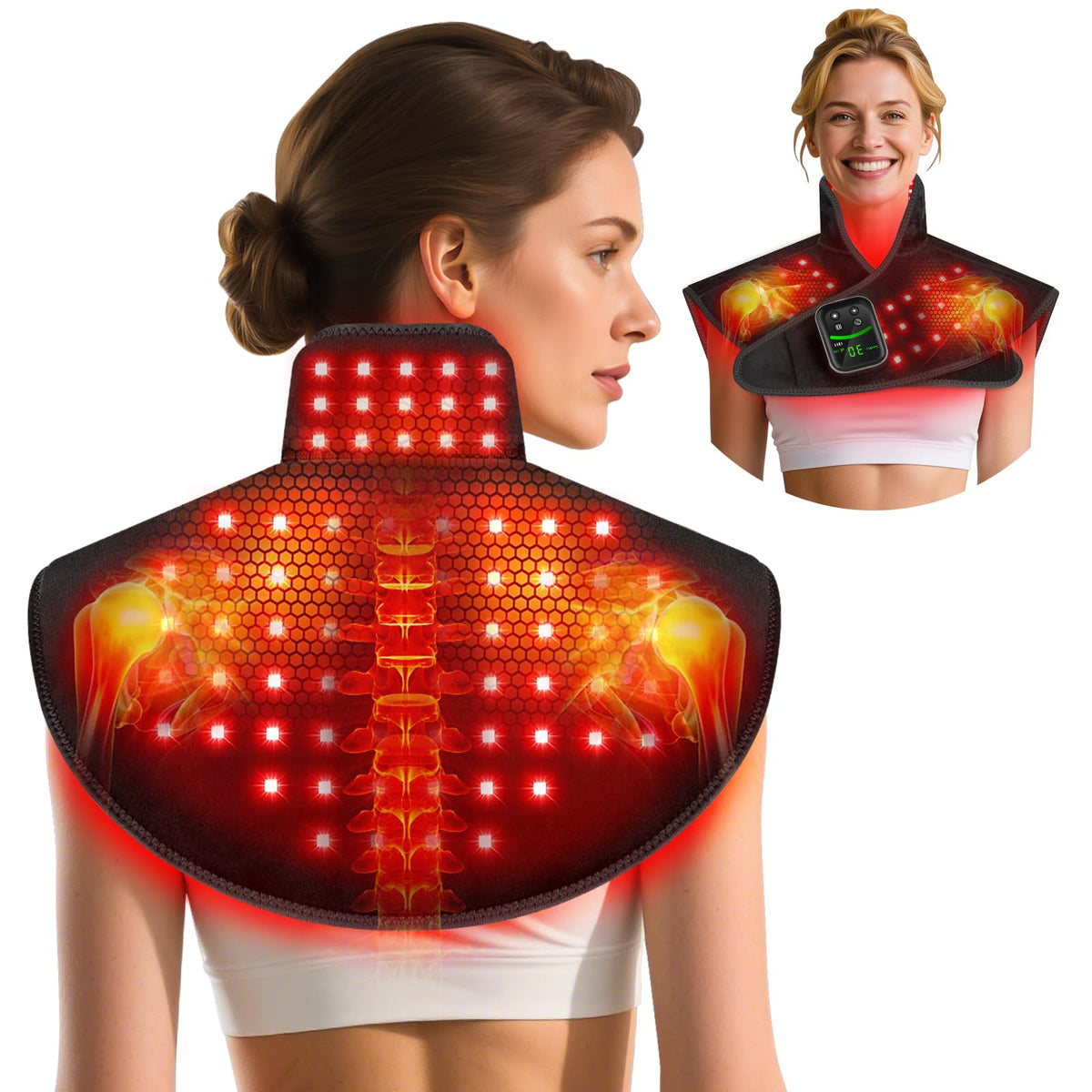 RELEXNOW coussin épaule-nuque lumineux rouge pour détente ciblée