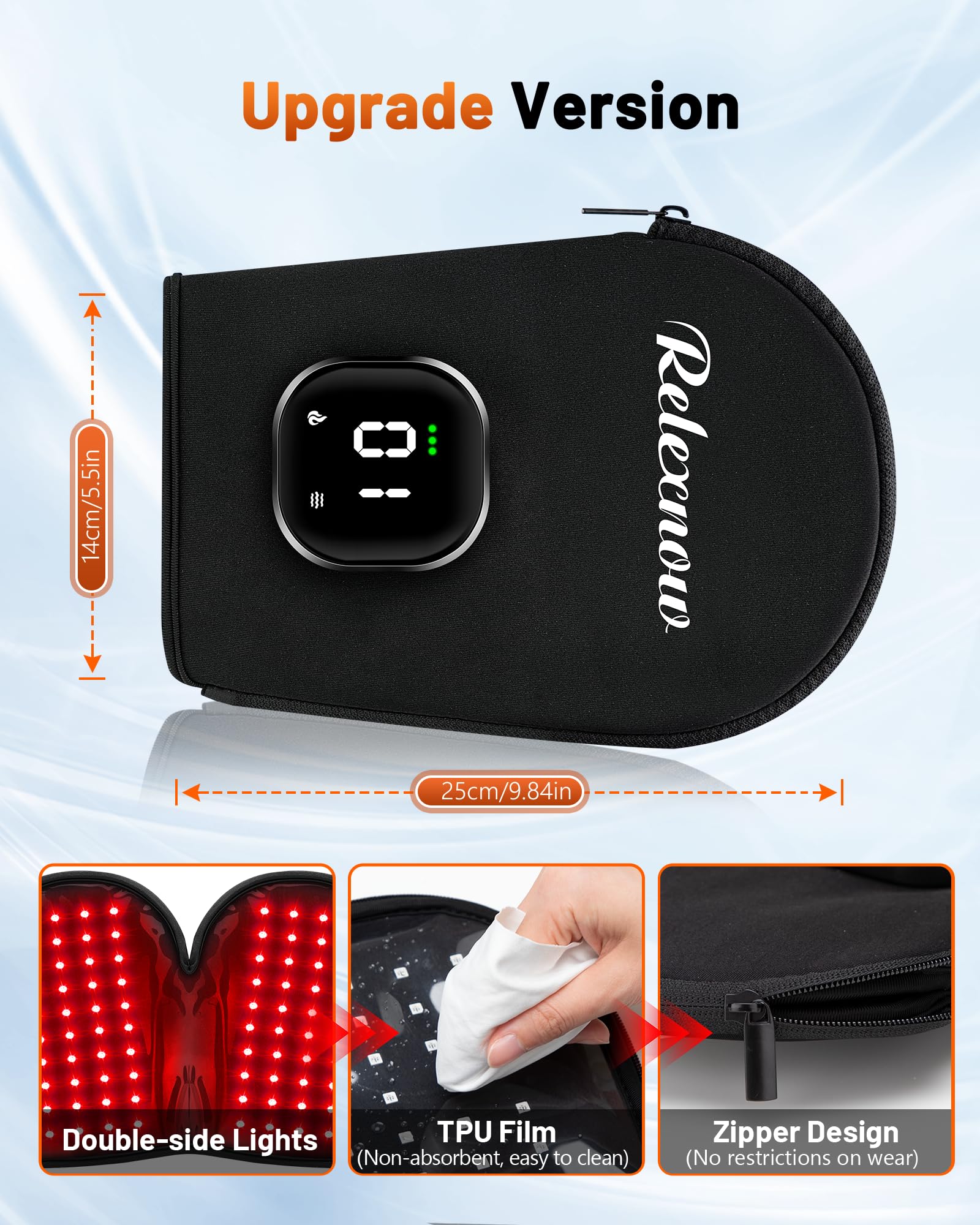 RELEXNOW gants avec fermeture zippée flexible facilitant l’enfilage.