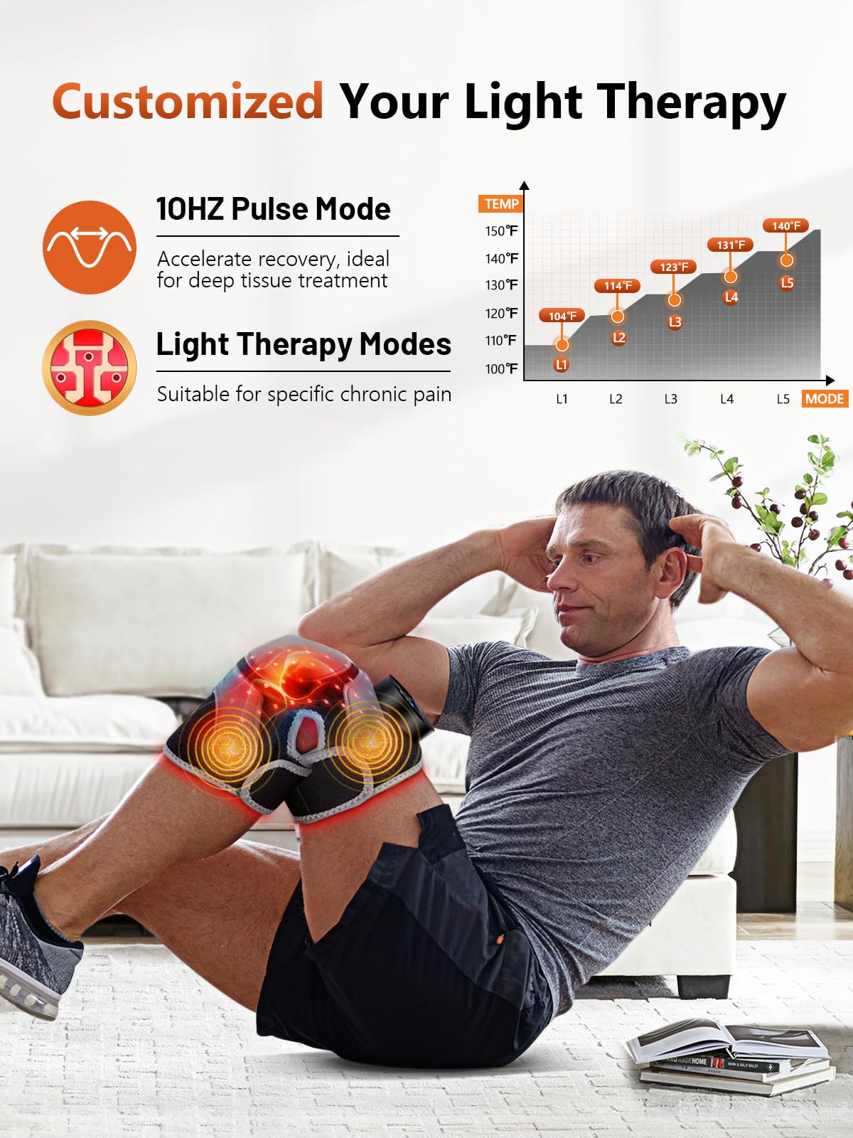 RELEXNOW genou - massage à quatre zones pour détente musculaire.
