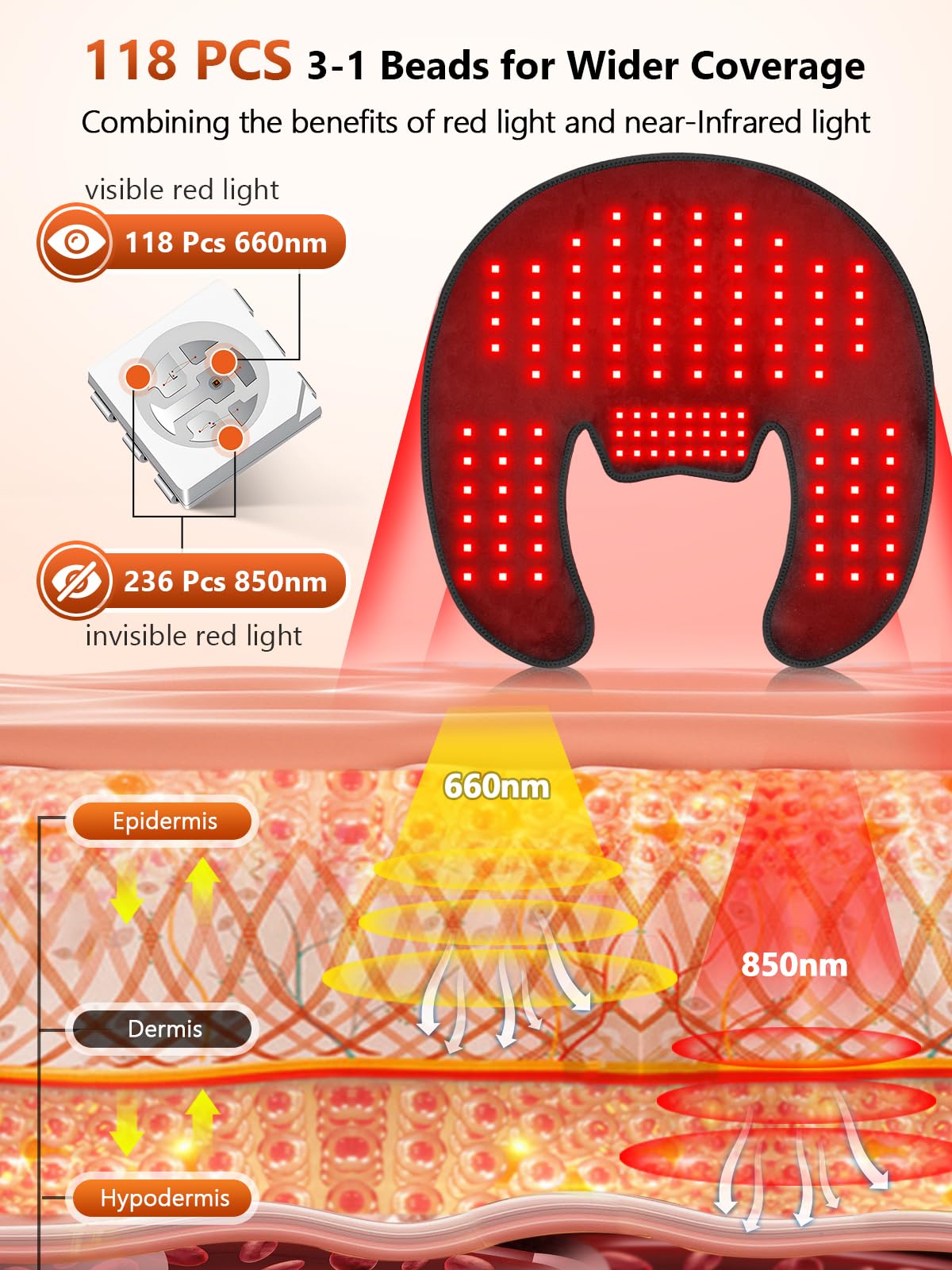 RELEXNOW 3 en 1 perles lumière rouge et infrarouge