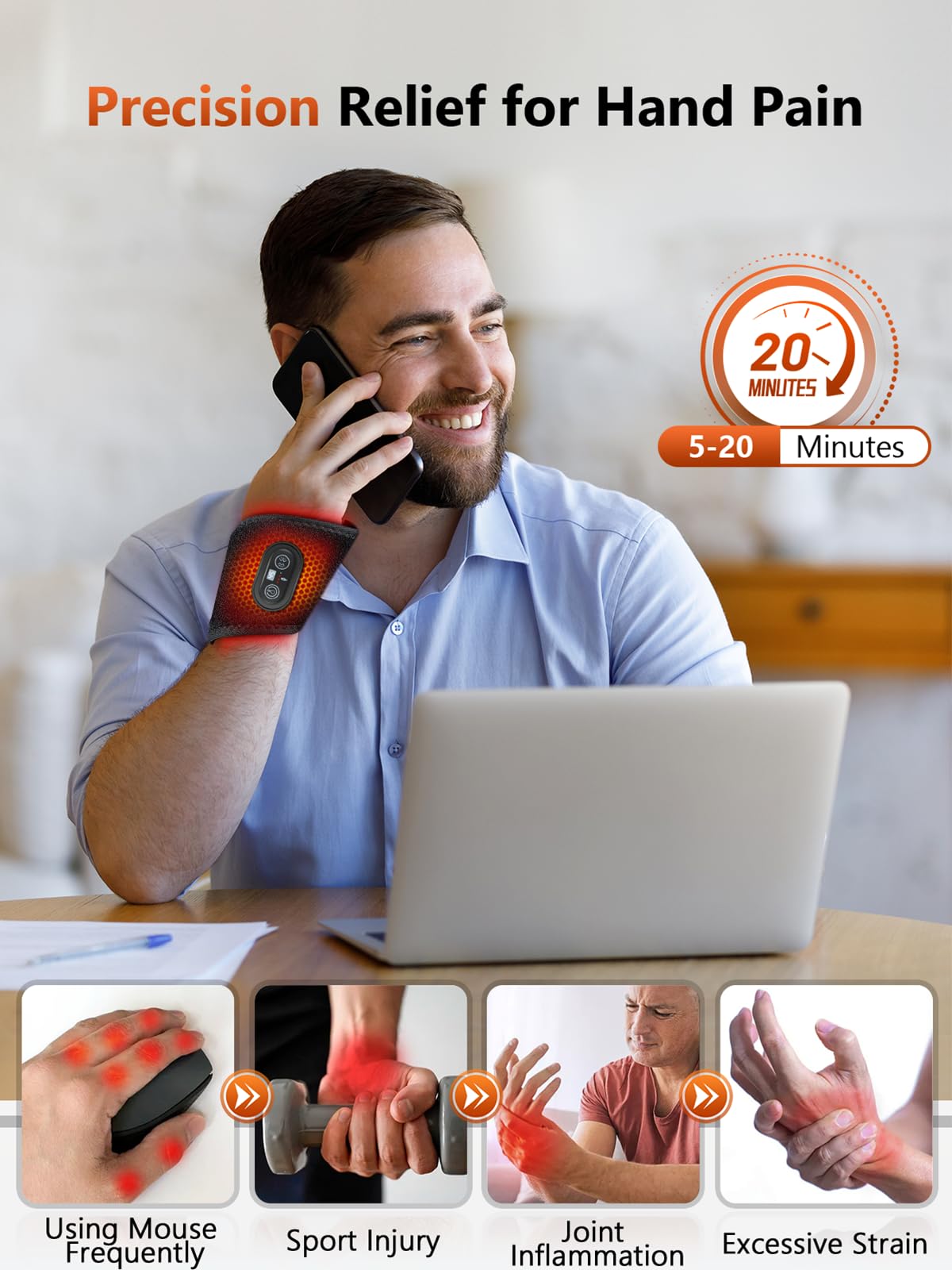 RELEXNOW Poignet – chaleur douce pour un confort pendant la thérapie.