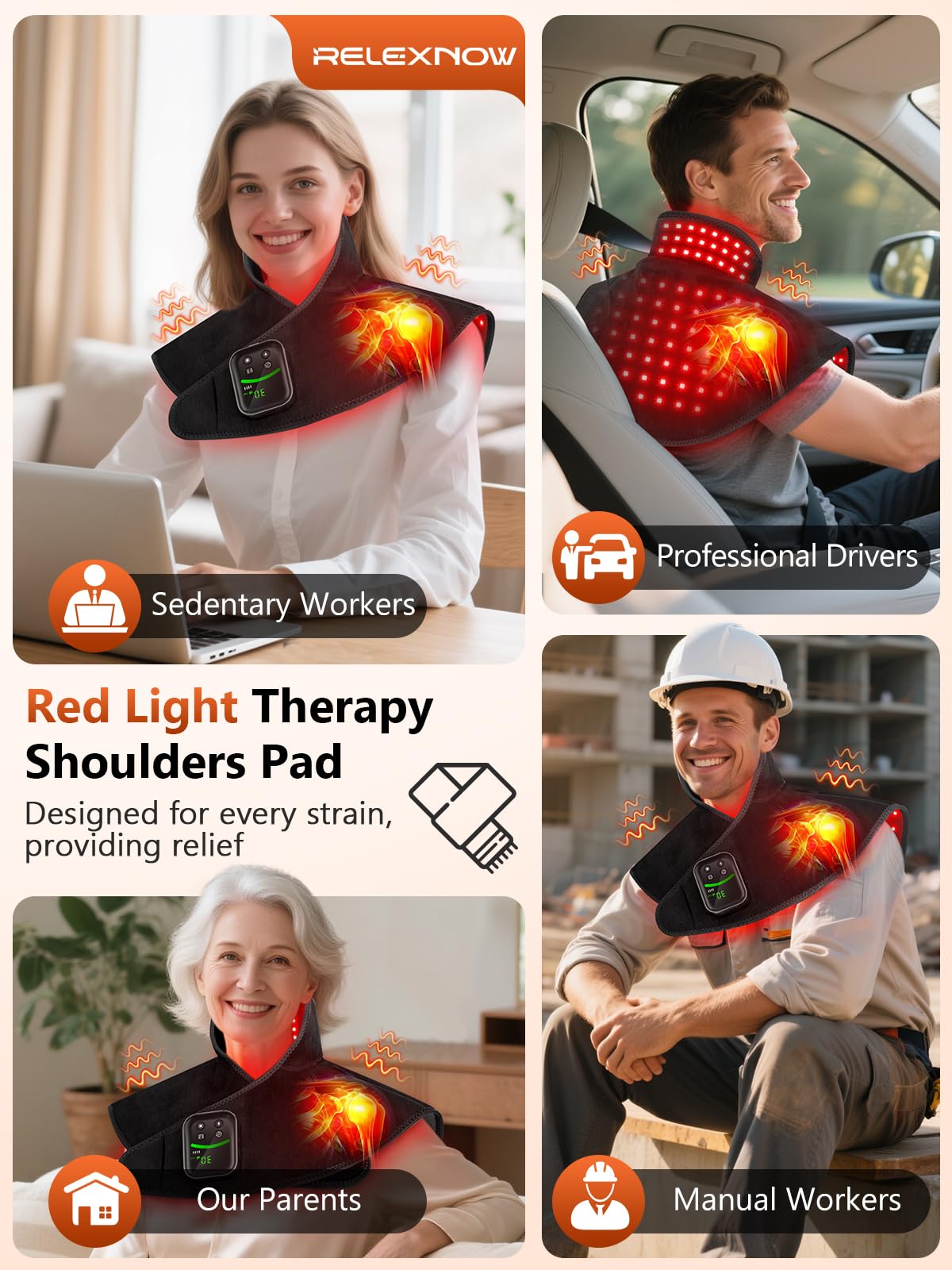 RELEXNOW réglages modes et massage pour épaule-nuque
