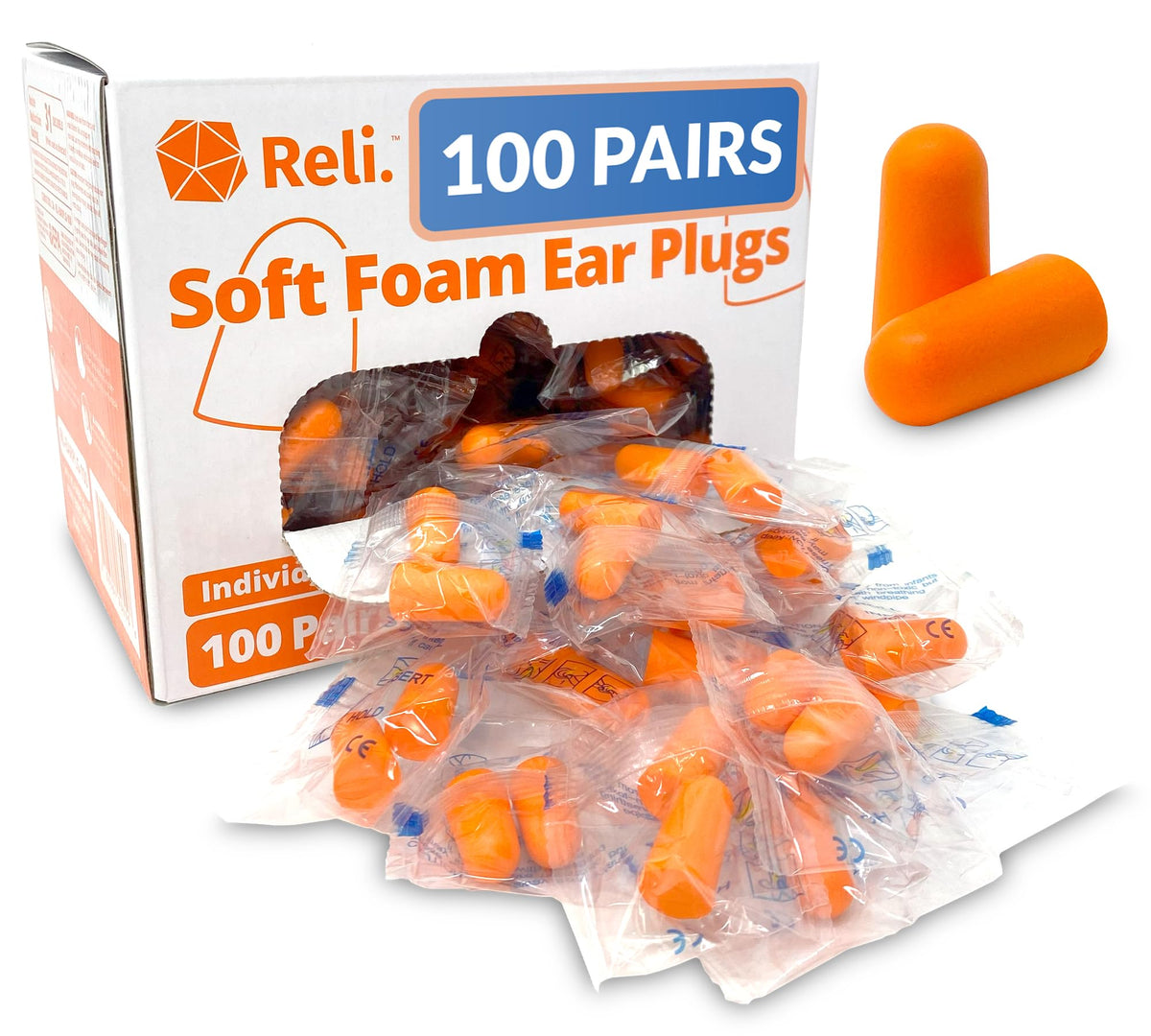 Reli bouchons d’oreille en mousse avec emballage individuel, pratique pour distribution au travail