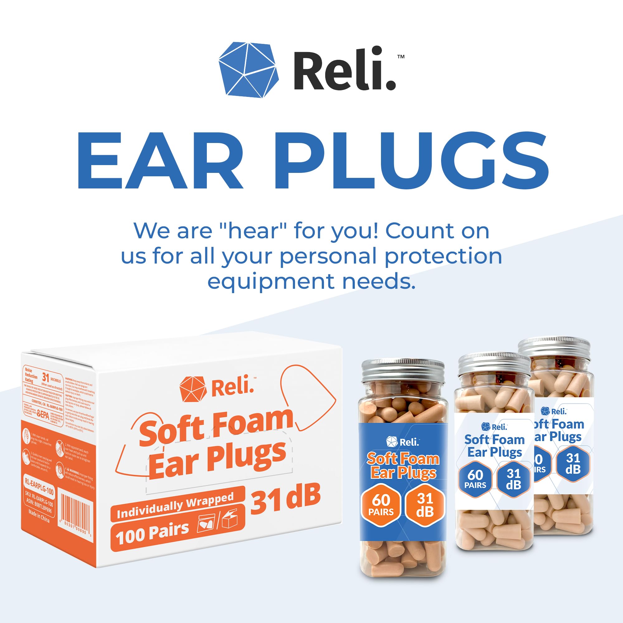Reli bouchons d'oreilles pour travail et études, meilleure concentration.