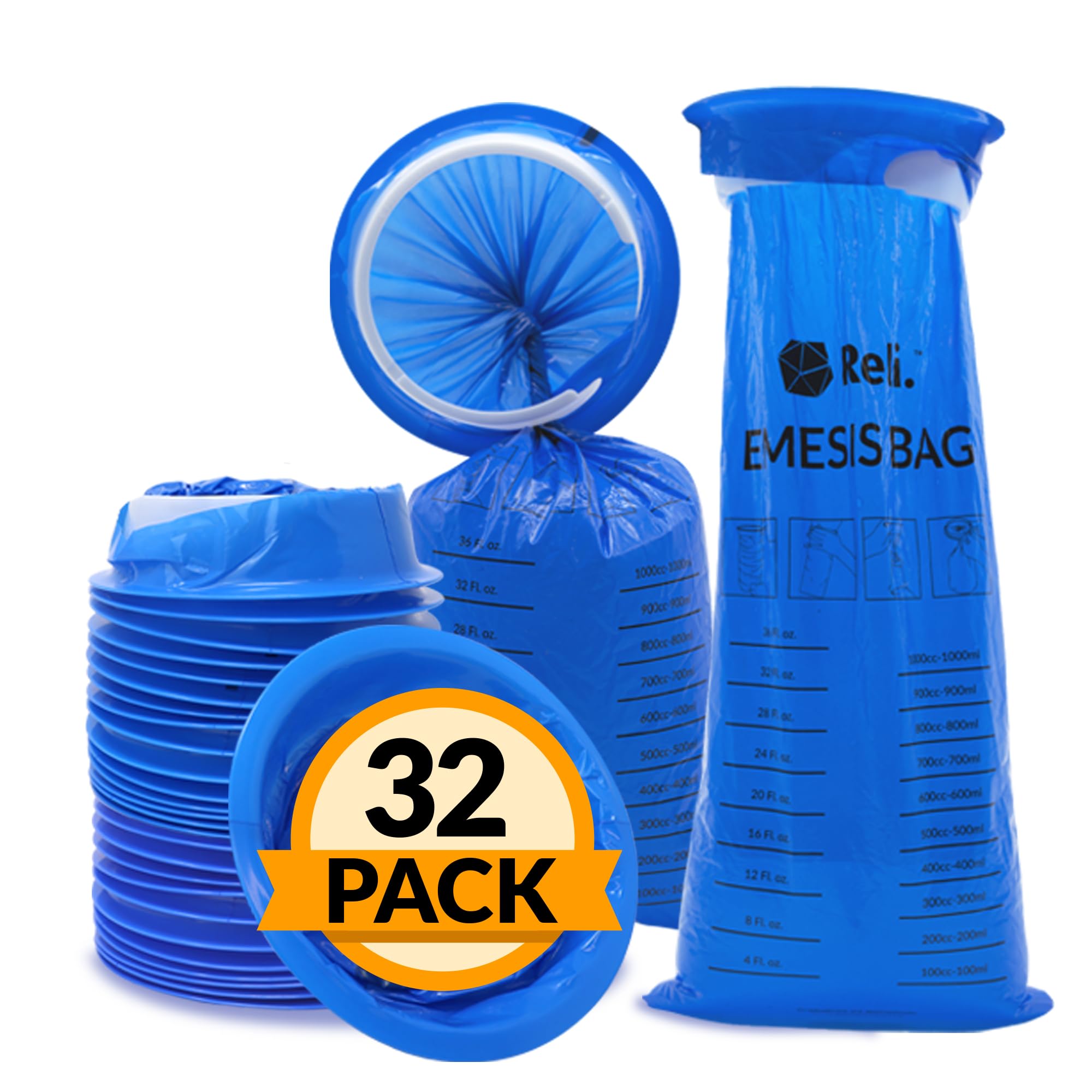 Reli Sacs-vomi jetables bleus, capacité 1000 ml, parfait pour trajets et voyages.