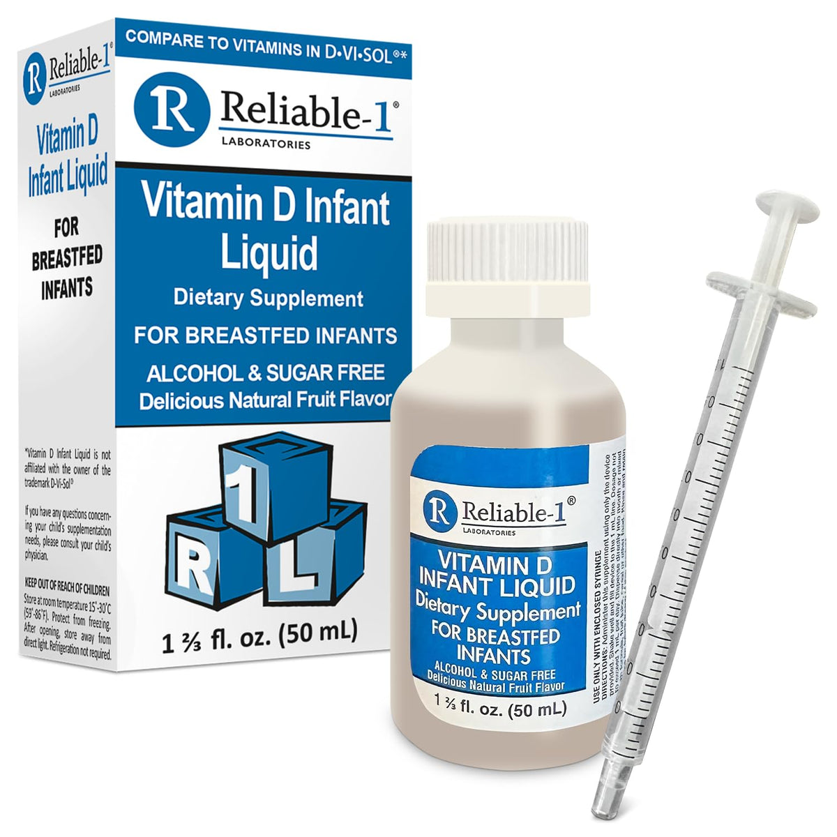 Gouttes Vitamine D Reliable-1 pour bébé dans une bouteille, soutien du métabolisme du calcium