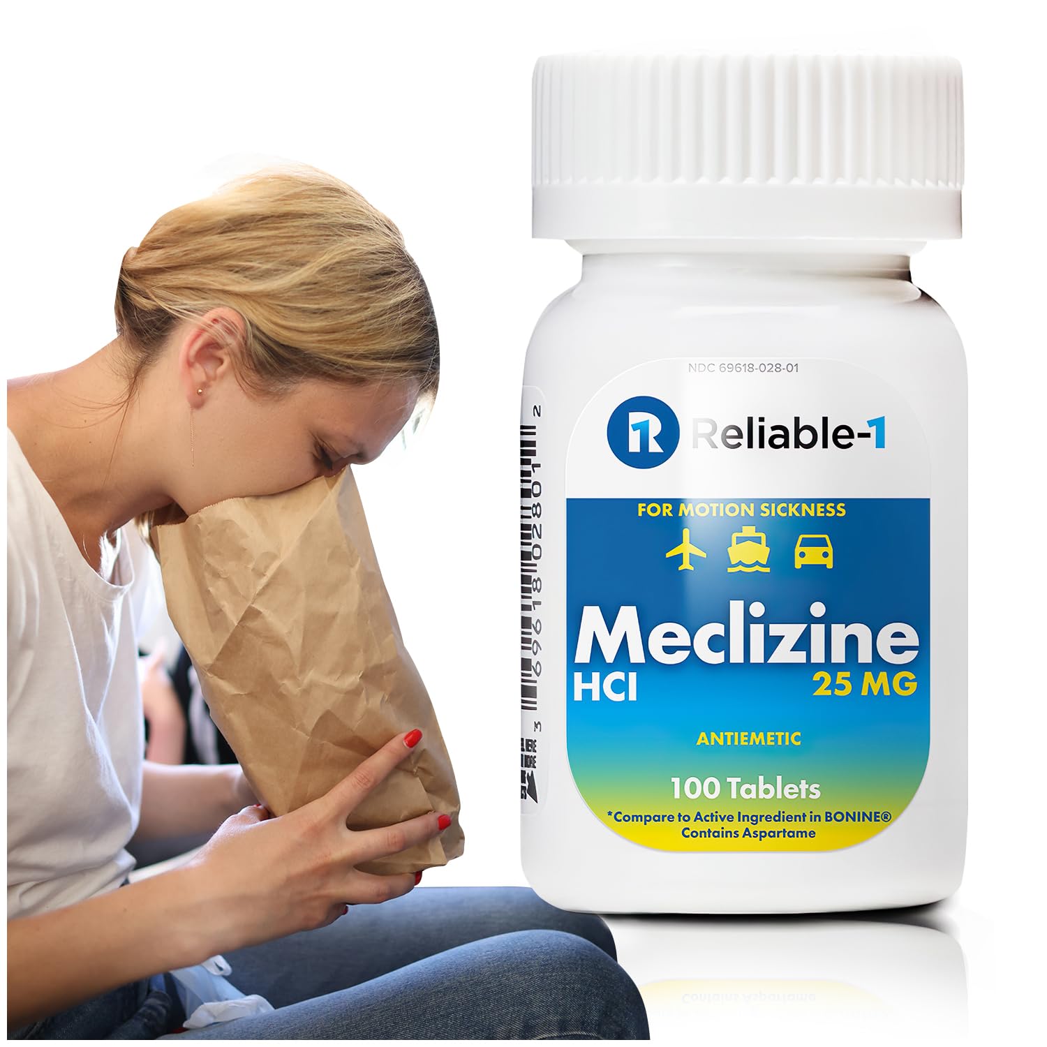 Reliable-1 Laboratories Meclizine: bouteille pratique de 100 comprimés