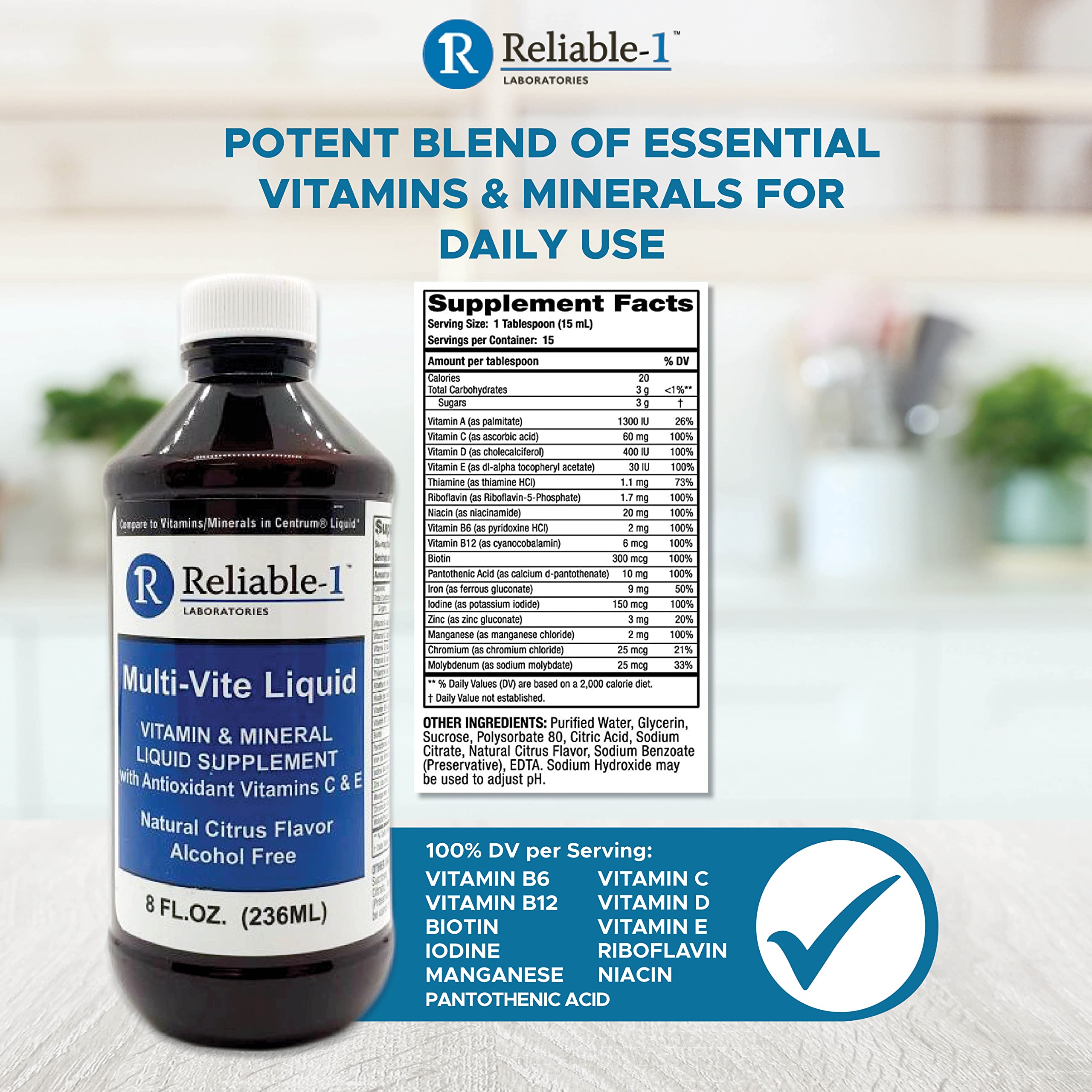 Reliable-1 Laboratories Multi-Vite : texture liquide agréable à avaler.
