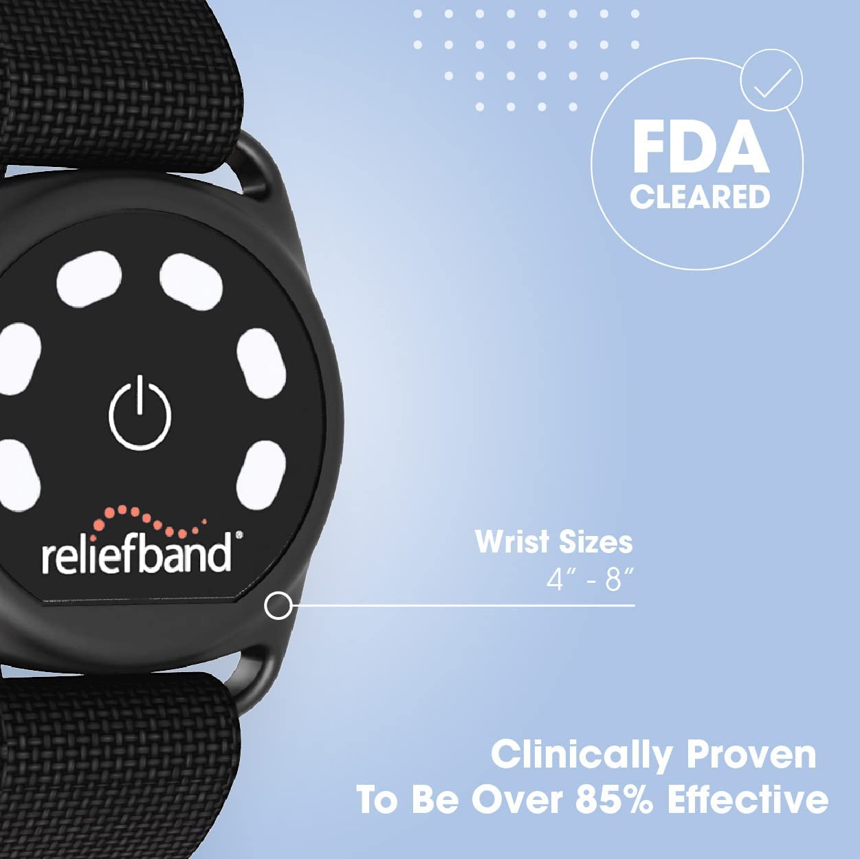 Reliefband Sport avec autonomie jusqu’à 30 heures sur une charge complète.
