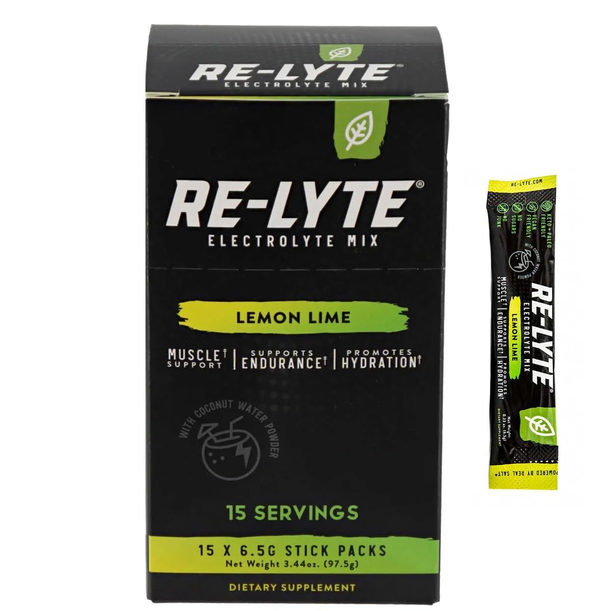 RELYTE Re-Lyte verre prêt à boire citron-vert, boisson pratique et rafraîchissante.