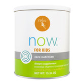 RELIV Now Enfants Vanille — Bouteille et versement pour un petit-déjeuner nutritif.