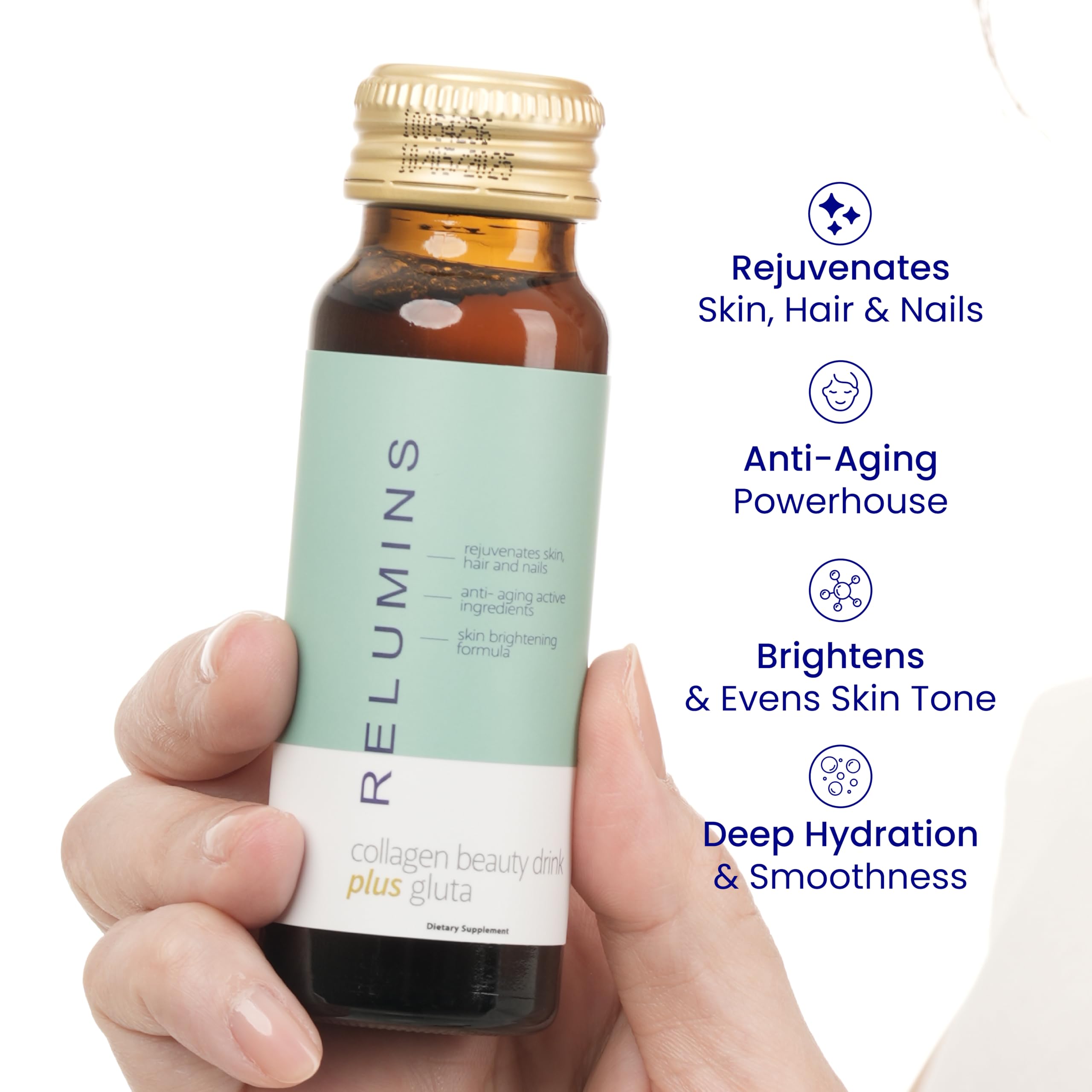 Étiquette Relumins Collagène Pomme affichant les ingrédients clés