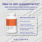 Relumins Gluta500 dose-quotidienne-beaute, soutien potentiel de l'éclat naturel.