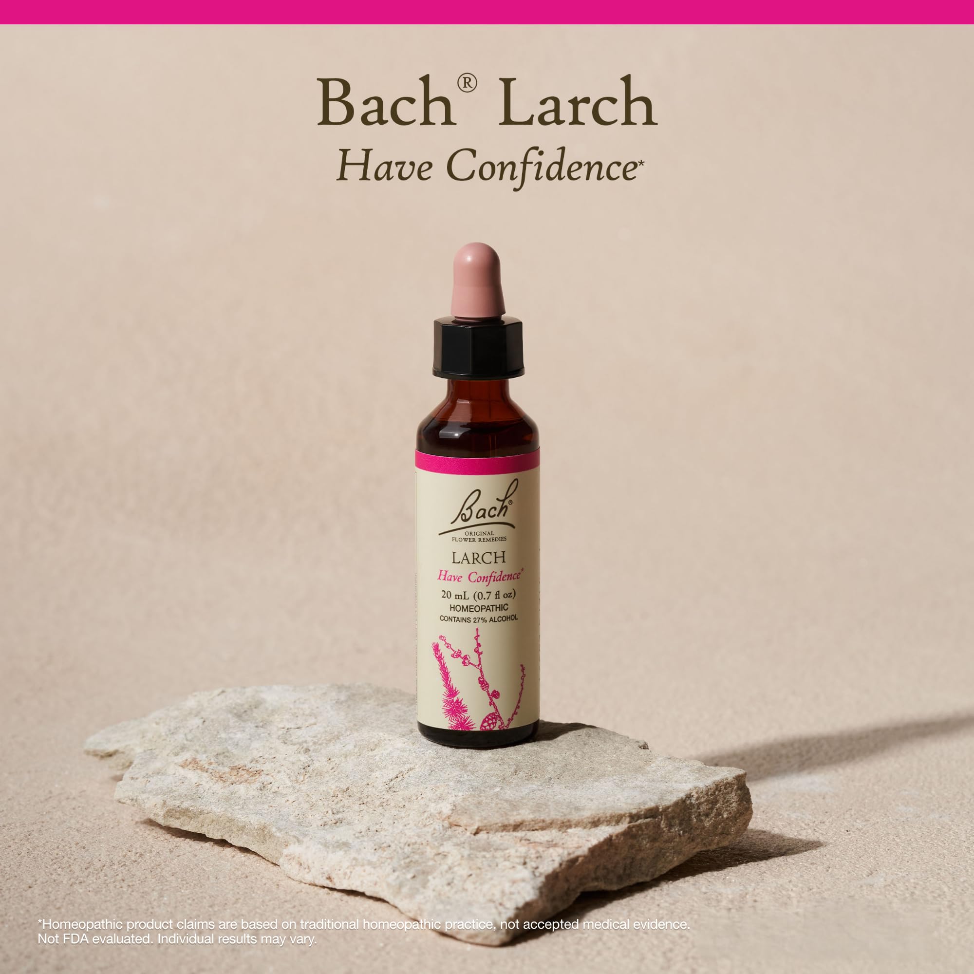 Bach Remedes Larch: emballage et presentoir favorisant l'usage quotidien.