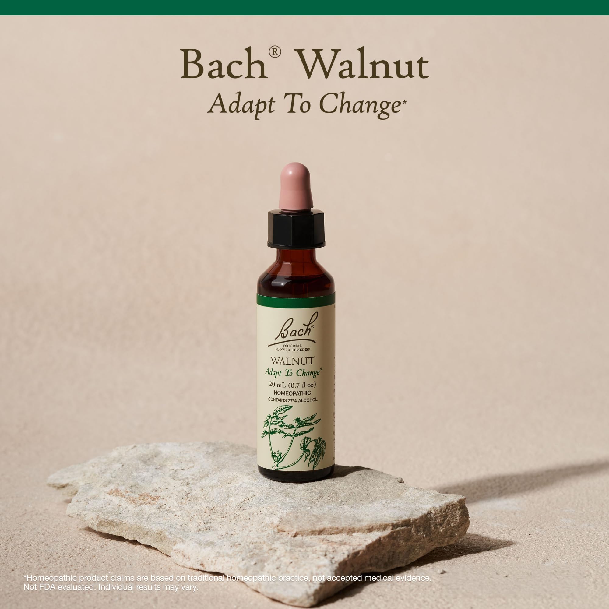 Remèdes Floraux Bach Noix – flacon de 20 mL pratique et portable.