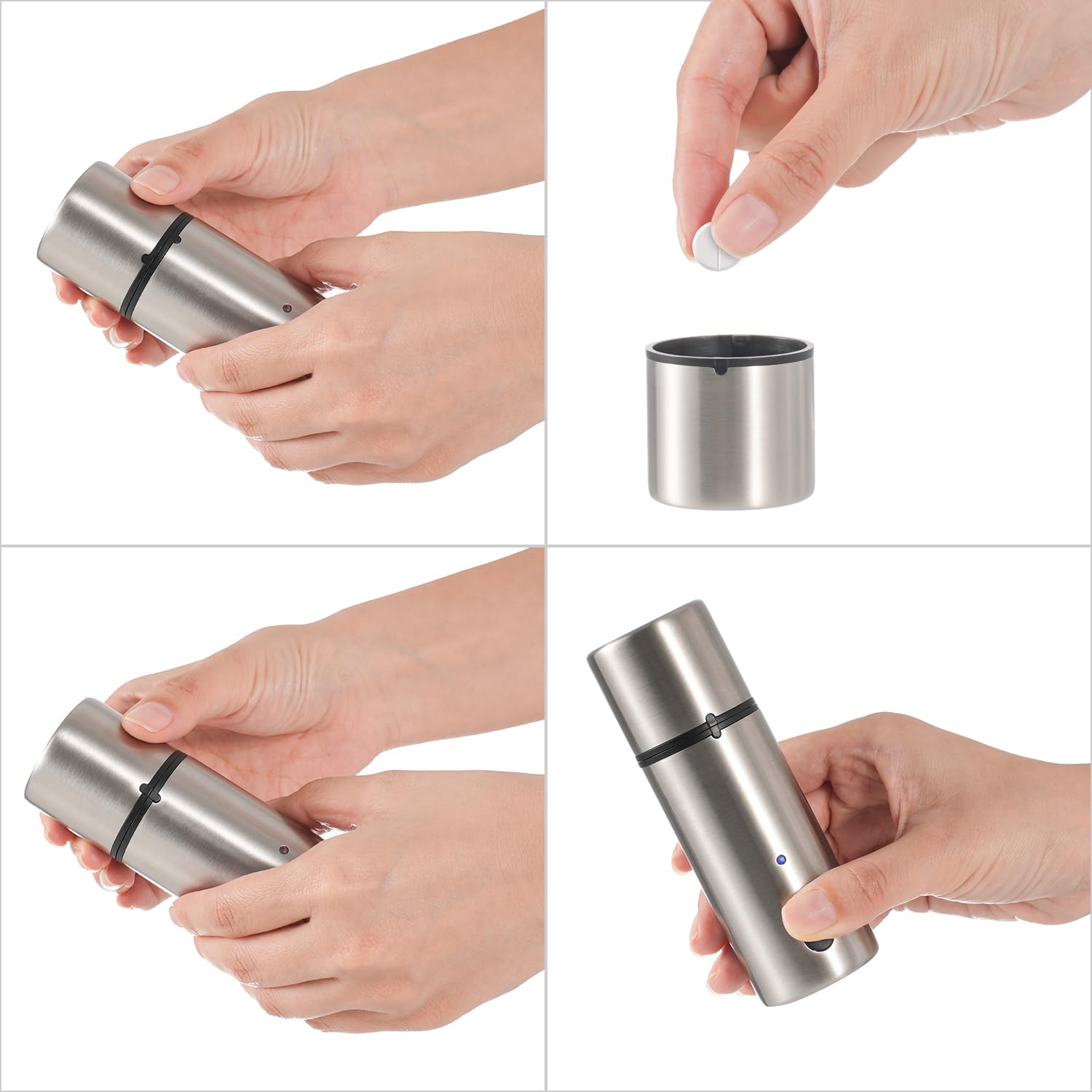 Lames en acier inoxydable Remedic pour un broyage rapide des pilules.