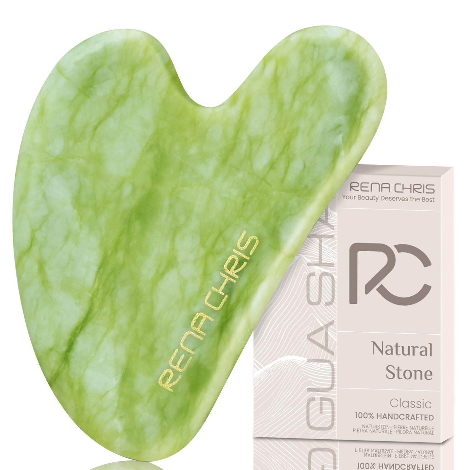 Rena Chris gua sha visage en jade, favorise circulation et teint lumineux