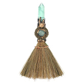 RENEMEGO Balai sorcière vert, cristal prêt pour méditation et concentration.