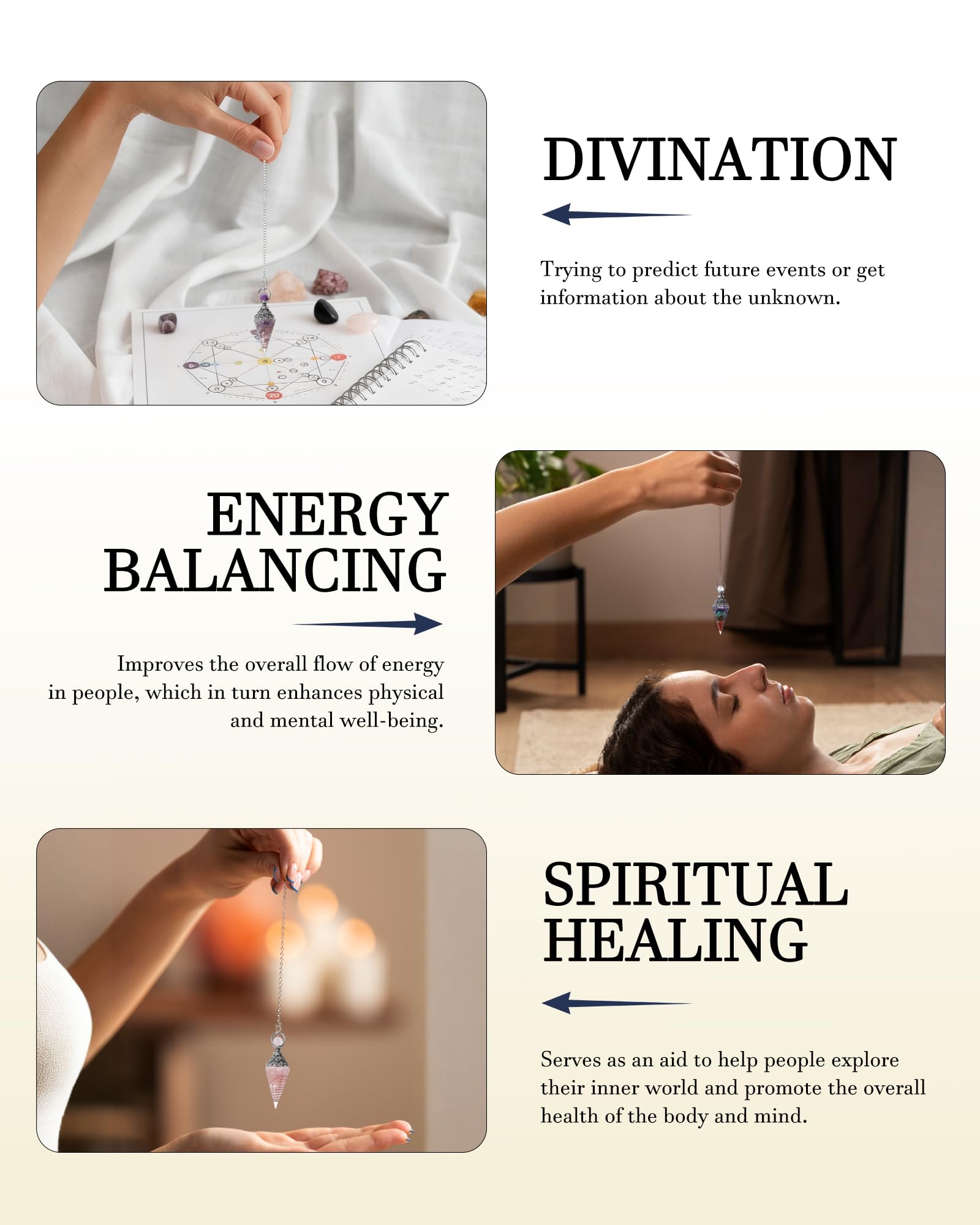 RENEMEGO pendule rituels wicca, parfait pour les pratiques énergétiques et l'esthétique zen