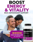 Capsules vegan Renew Actives Resveratrol prêtes à l'emploi, soutien potentiel à la vitalité quotidienne.