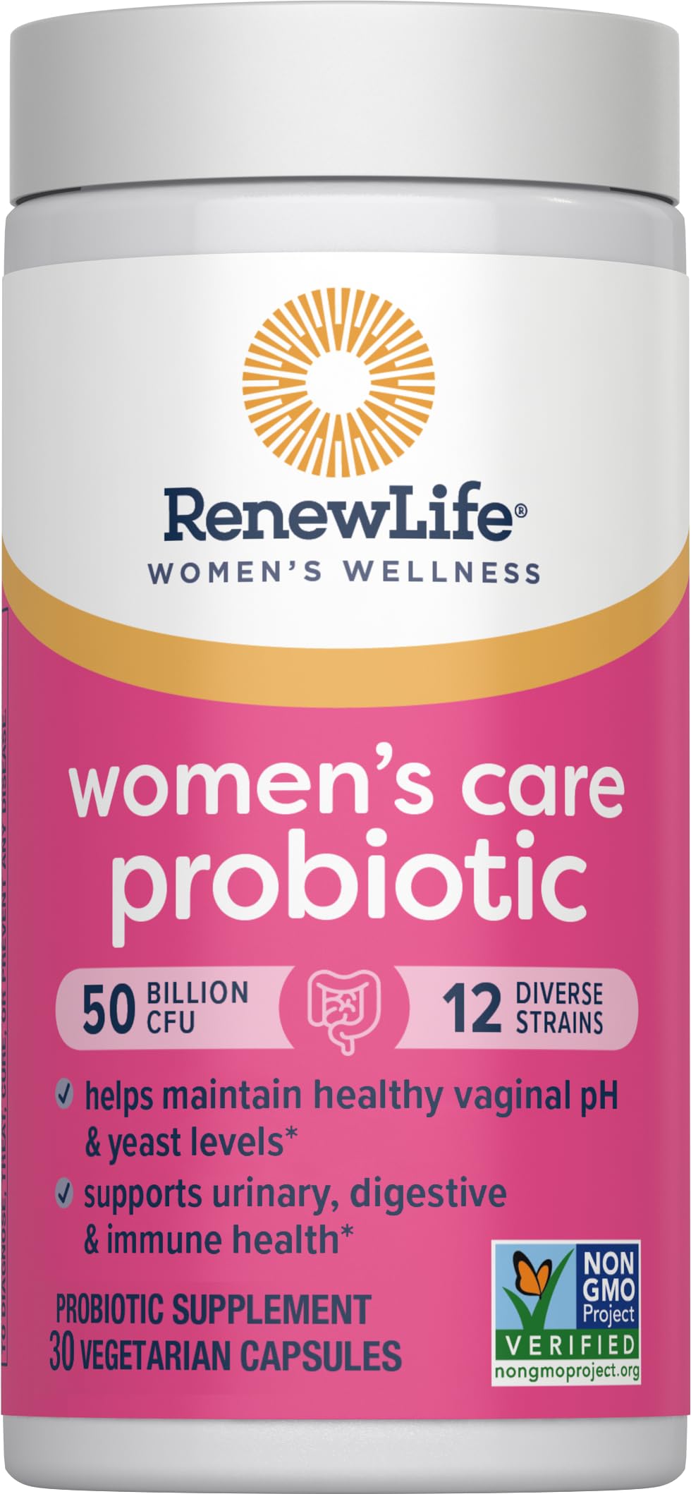 Boîte Renew Life sans gluten, sans lactose et sans soja pour régimes sensibles.