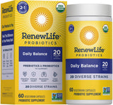 Renew Life Daily Balance Probiotic, bouteille, soutien digestif quotidien possible