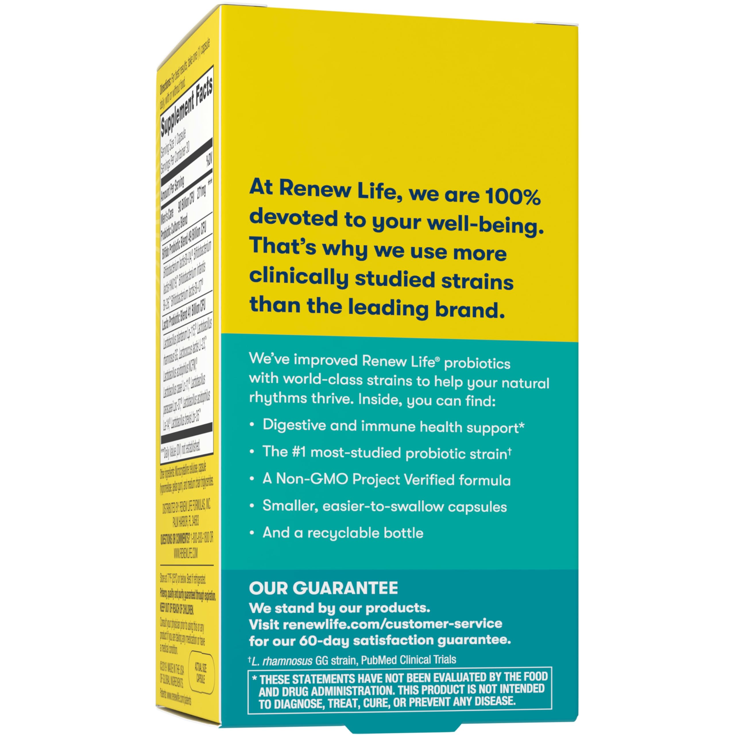 Emballage Renew Life Men's Care, qualité non-OGM vérifiée.