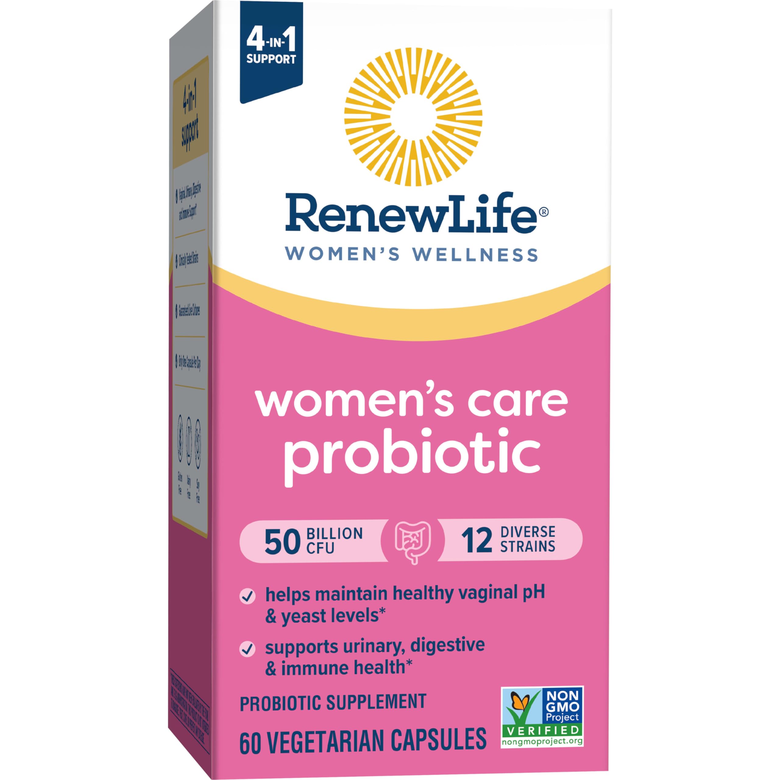 Renew Life: emballage protégé conservant les cultures vivantes jusqu'à expiration.