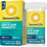 Capsules probiotiques Renew Life Men's Care dans une bouteille, soutien digestif.
