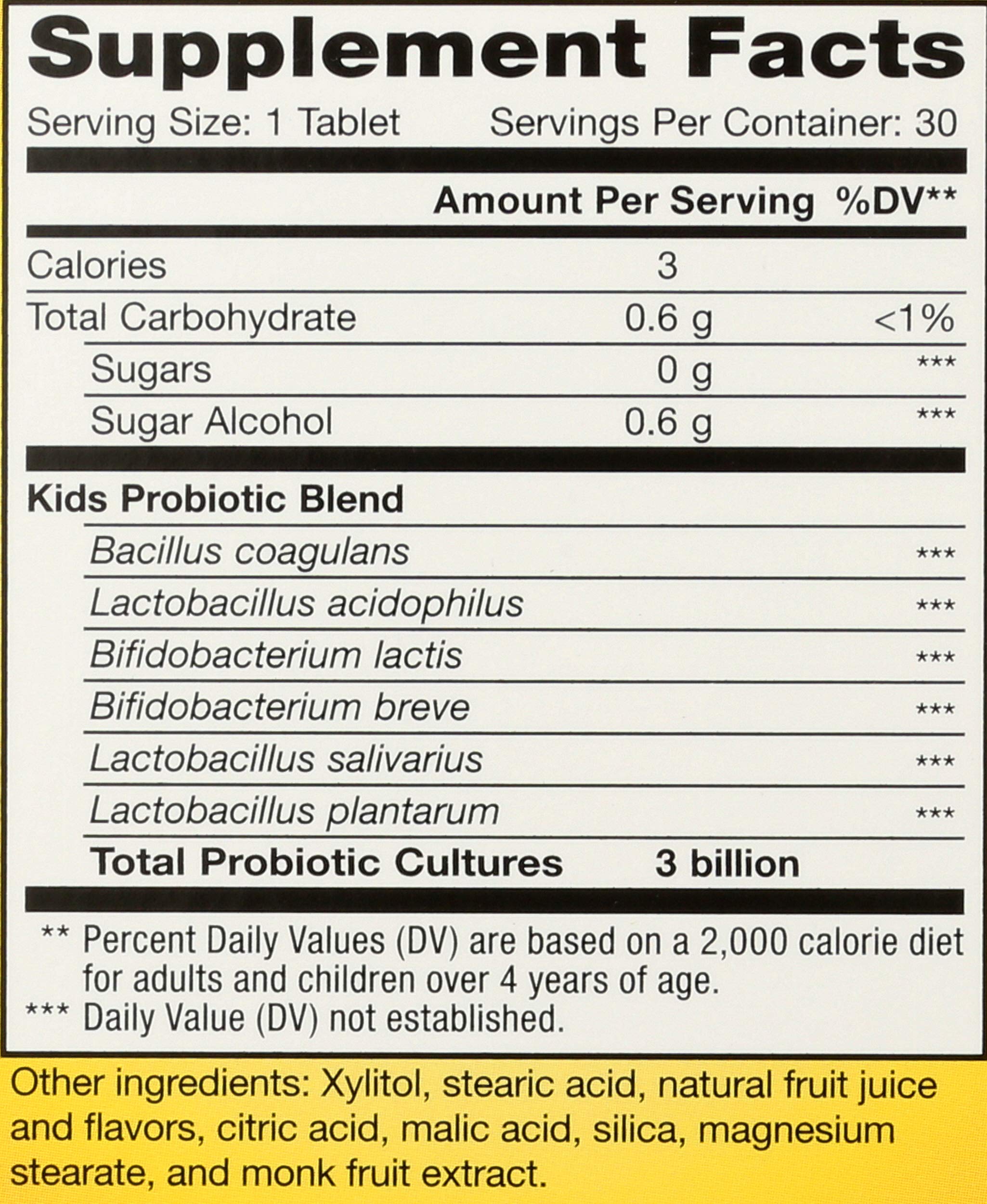 Formulation à six souches probiotiques pour Renew Life Kids Probiotic.